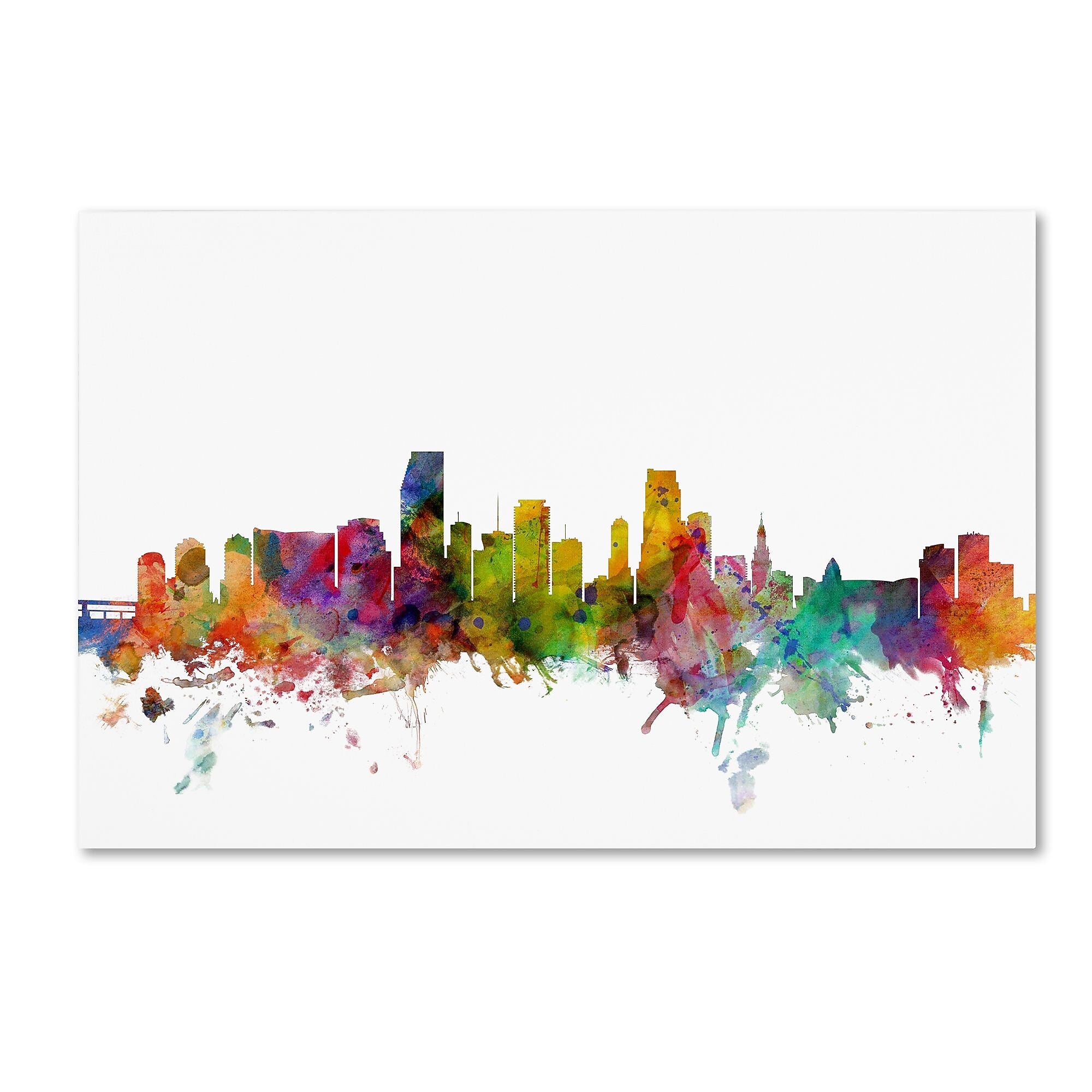 Trademark Fine Art ''Miami Florida Skyline'' by Michael Tompsett 16" x 24" Canvas Art (MT0578-C1624GG)