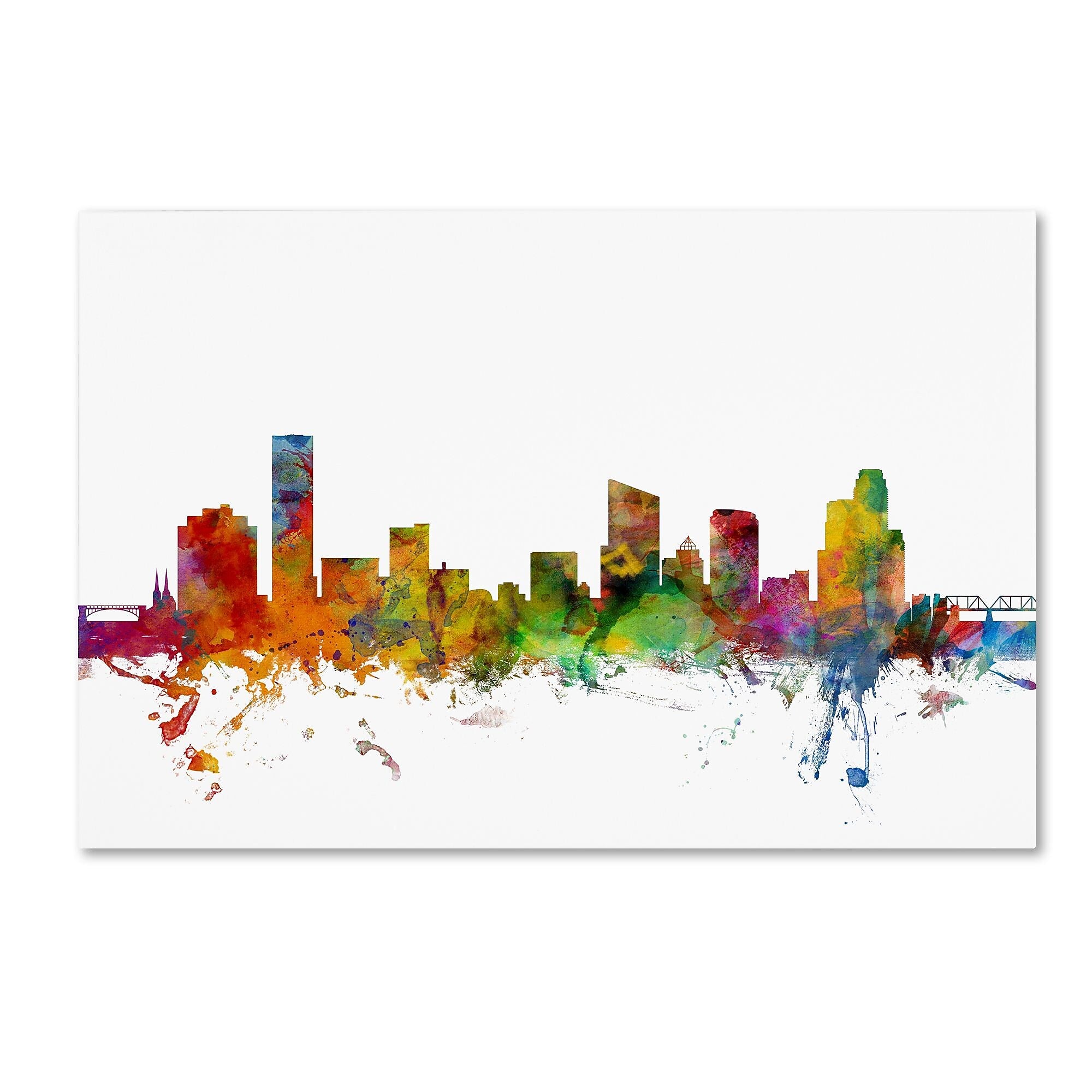 Trademark Fine Art ''Grand Rapids Michigan Skyline'' by Michael Tompsett 16" x 24" Canvas Art (MT0581-C1624GG)