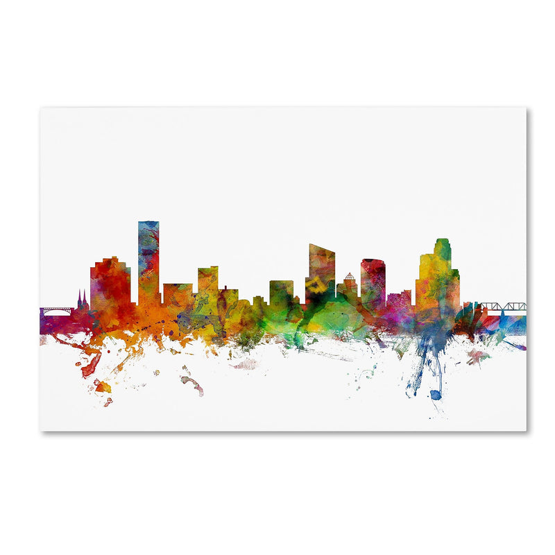 Trademark Fine Art ''Grand Rapids Michigan Skyline'' by Michael Tompsett 16" x 24" Canvas Art (MT0581-C1624GG)