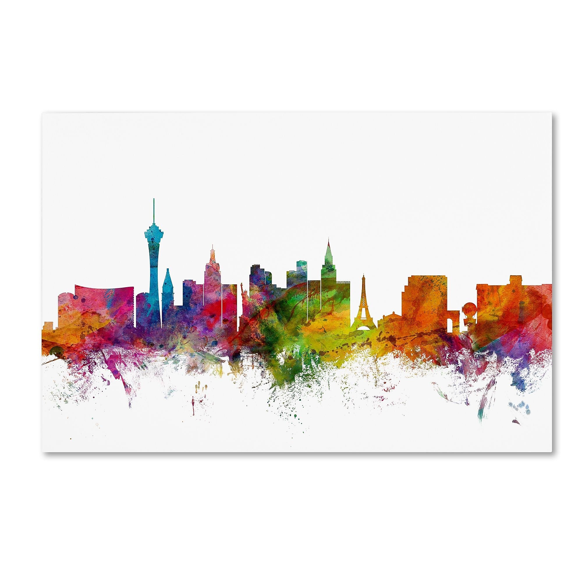 Trademark Fine Art ''Las Vegas Nevada Skyline'' by Michael Tompsett 16" x 24" Canvas Art (MT0582-C1624GG)