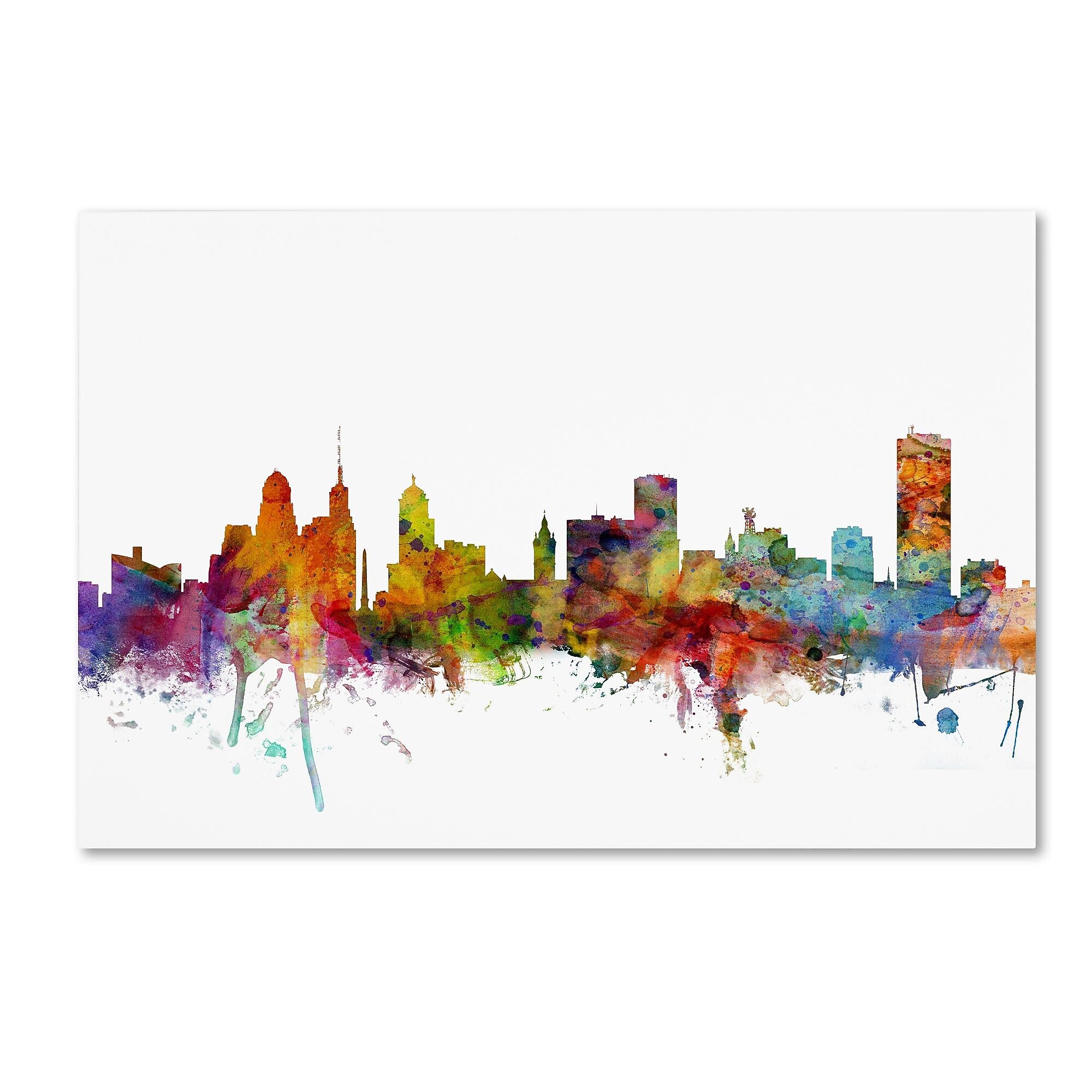 Trademark Fine Art ''Buffalo New York Skyline'' by Michael Tompsett 16" x 24" Canvas Art (MT0585-C1624GG)
