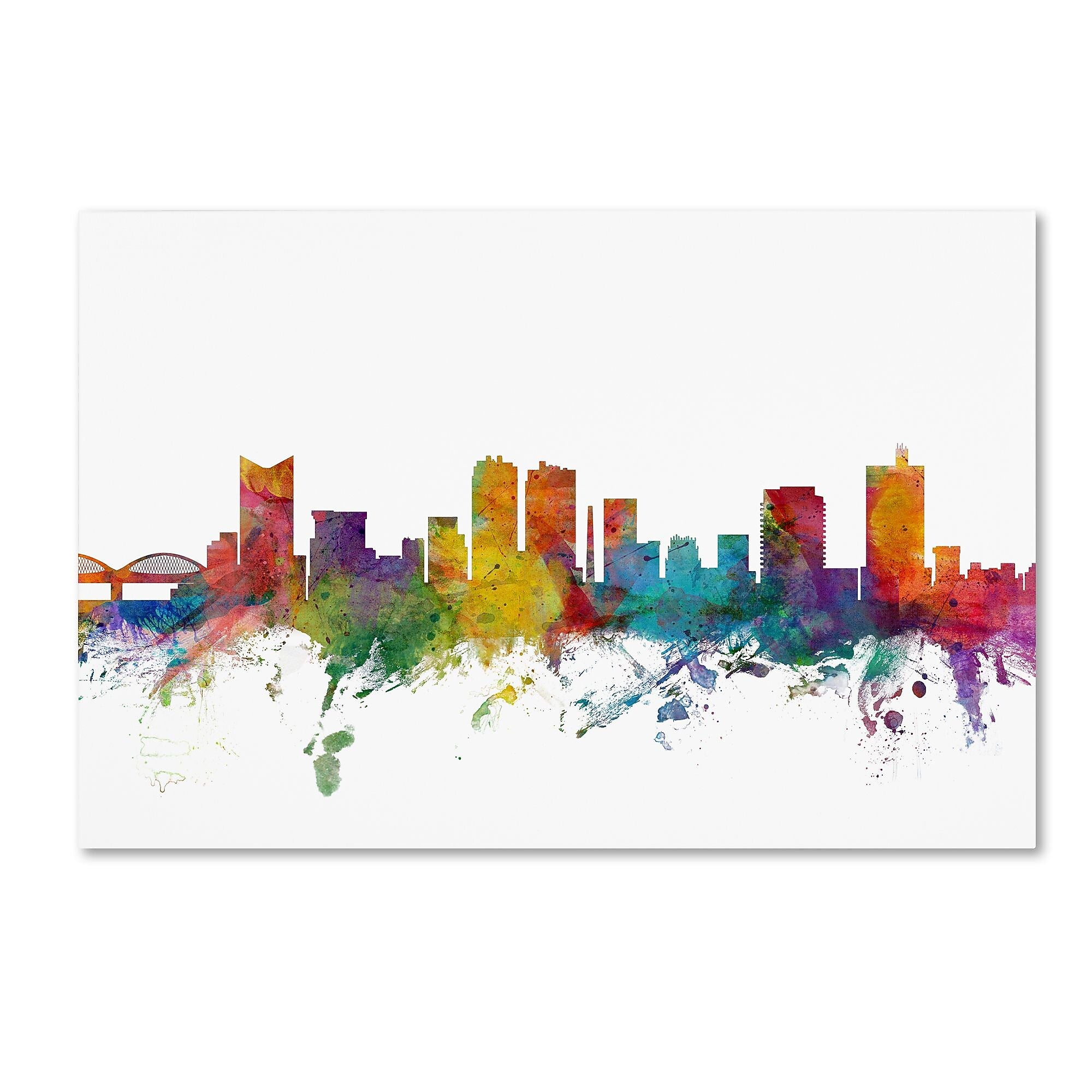 Trademark Fine Art ''Fort Worth Texas Skyline'' by Michael Tompsett 16" x 24" Canvas Art (MT0586-C1624GG)