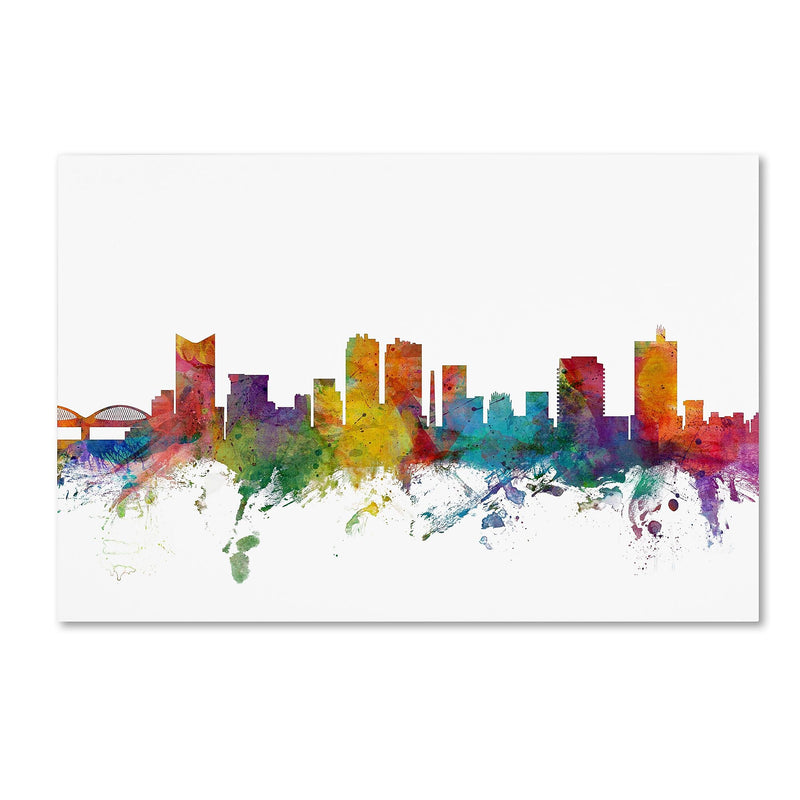 Trademark Fine Art ''Fort Worth Texas Skyline'' by Michael Tompsett 16" x 24" Canvas Art (MT0586-C1624GG)