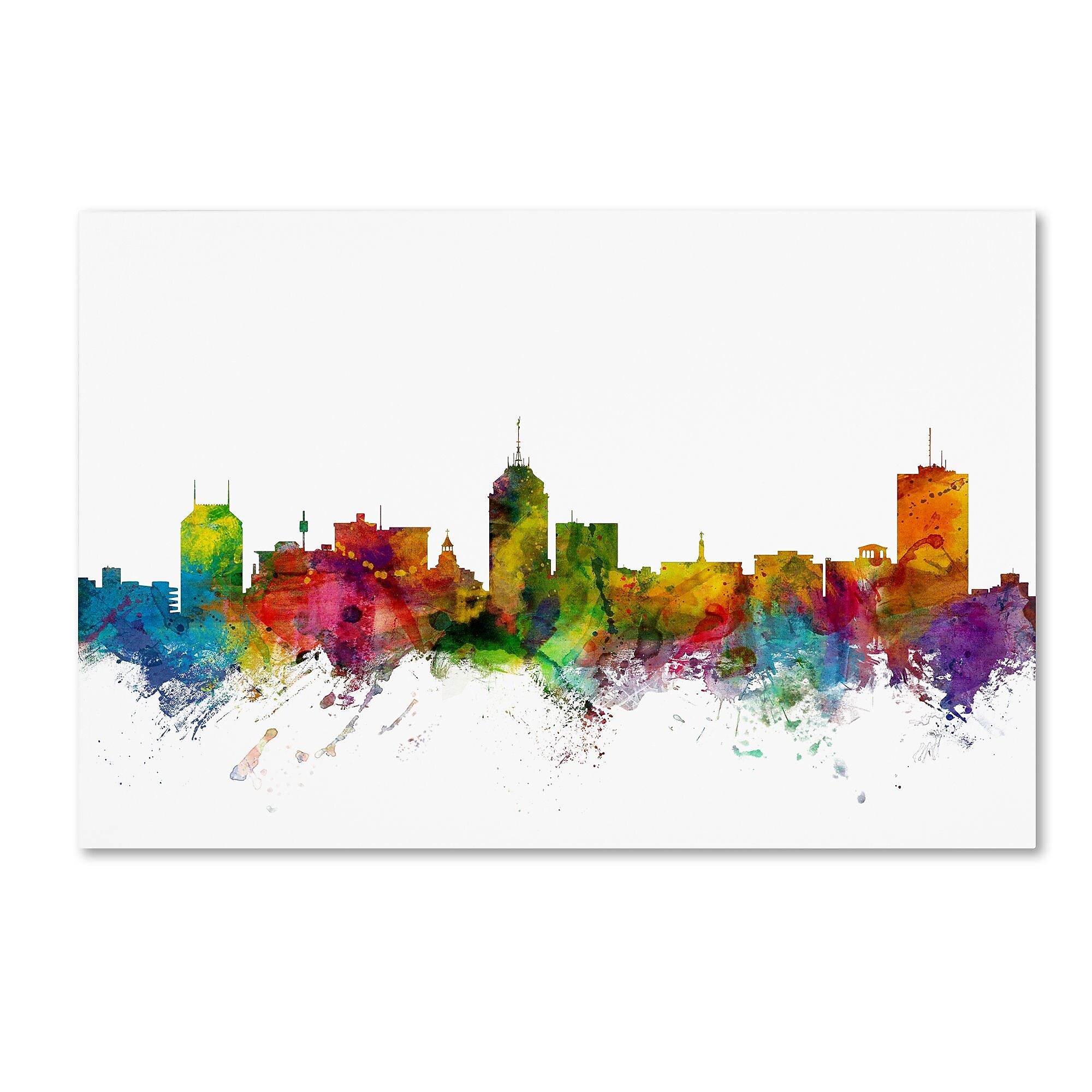 Trademark Fine Art ''Fresno California Skyline'' by Michael Tompsett 16" x 24" Canvas Art (MT0591-C1624GG)