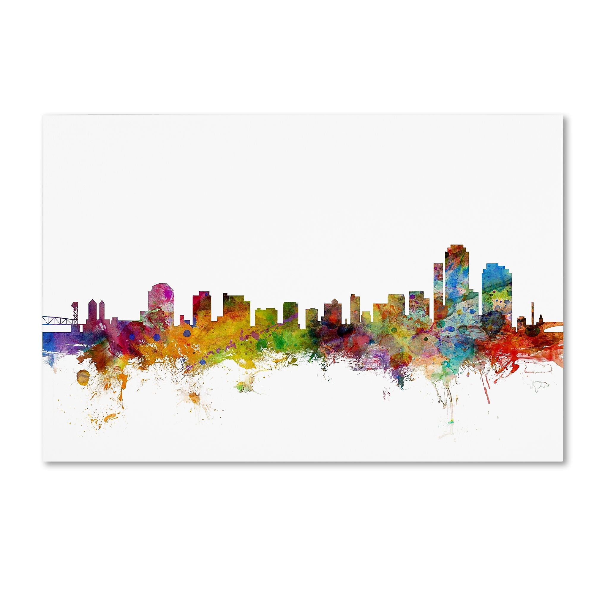 Trademark Fine Art ''Wilmington Delaware Skyline'' by Michael Tompsett 16" x 24" Canvas Art (MT0593-C1624GG)