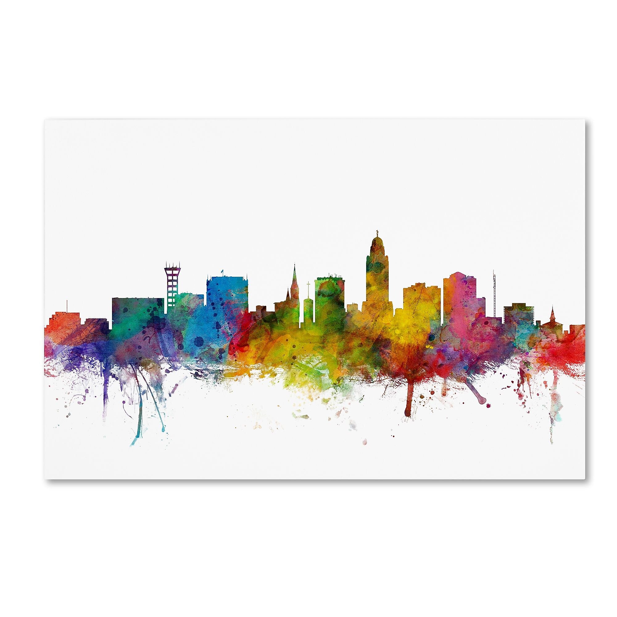 Trademark Fine Art ''Lincoln Nebraska Skyline'' by Michael Tompsett 16" x 24" Canvas Art (MT0595-C1624GG)