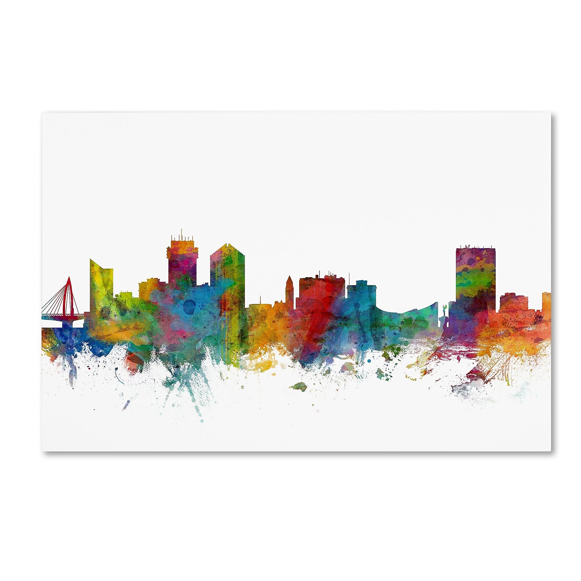 Trademark Fine Art ''Wichita Kansas Skyline'' by Michael Tompsett 16" x 24" Canvas Art (MT0597-C1624GG)