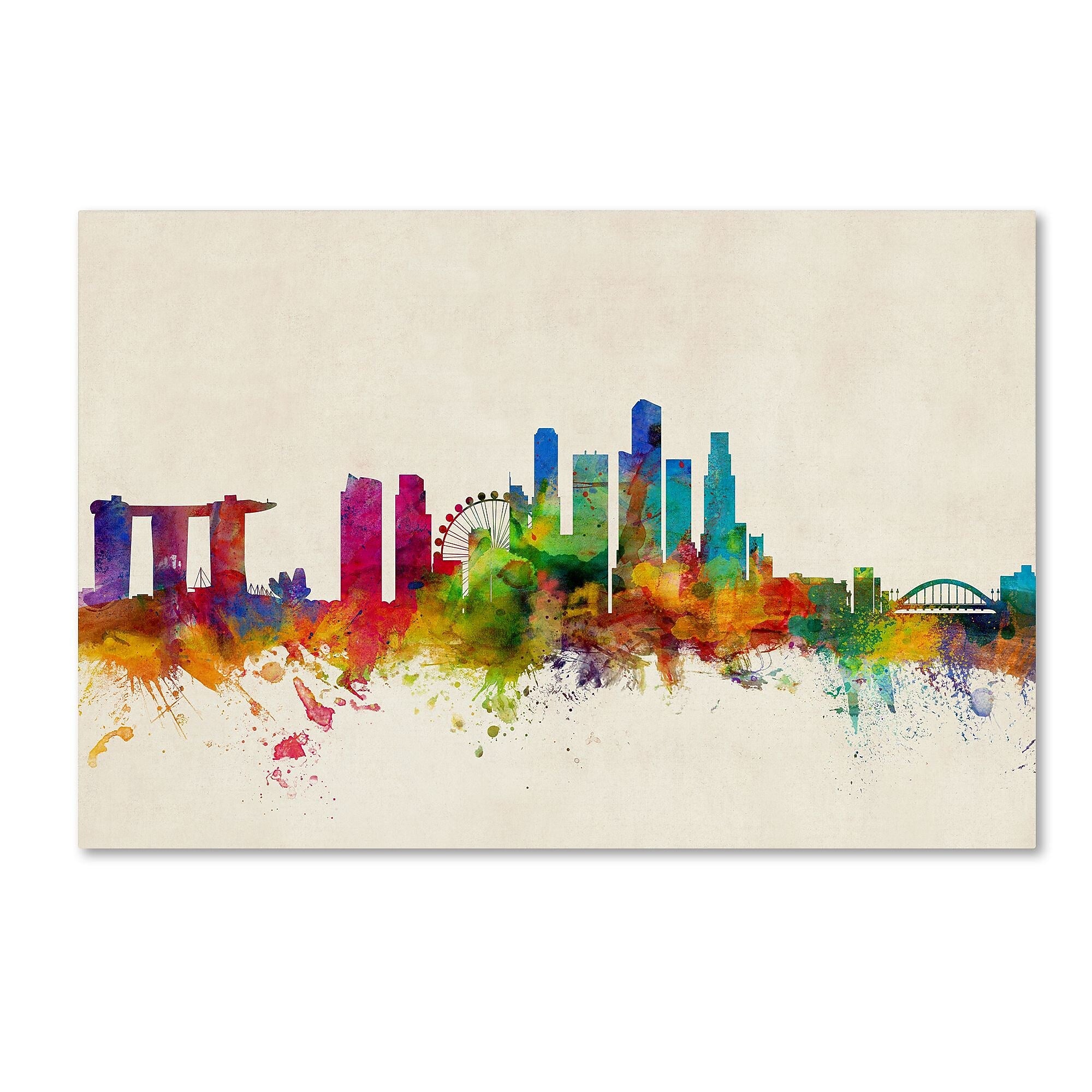 Trademark Fine Art ''Singapore Skyline'' by Michael Tompsett 16" x 24" Canvas Art (MT0606-C1624GG)