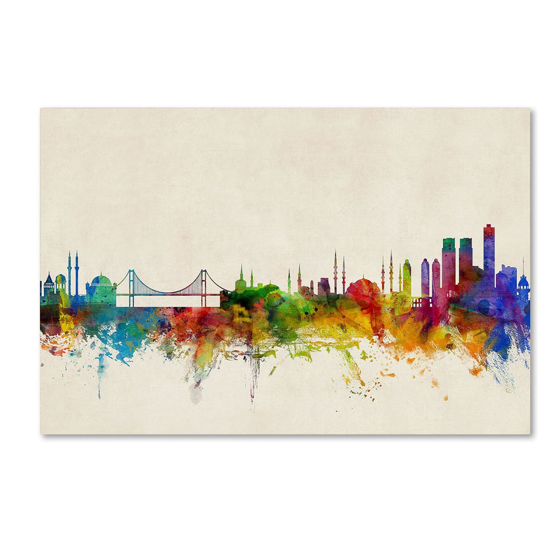 Trademark Fine Art ''Istanbul Turkey Skyline'' by Michael Tompsett 16" x 24" Canvas Art (MT0607-C1624GG)