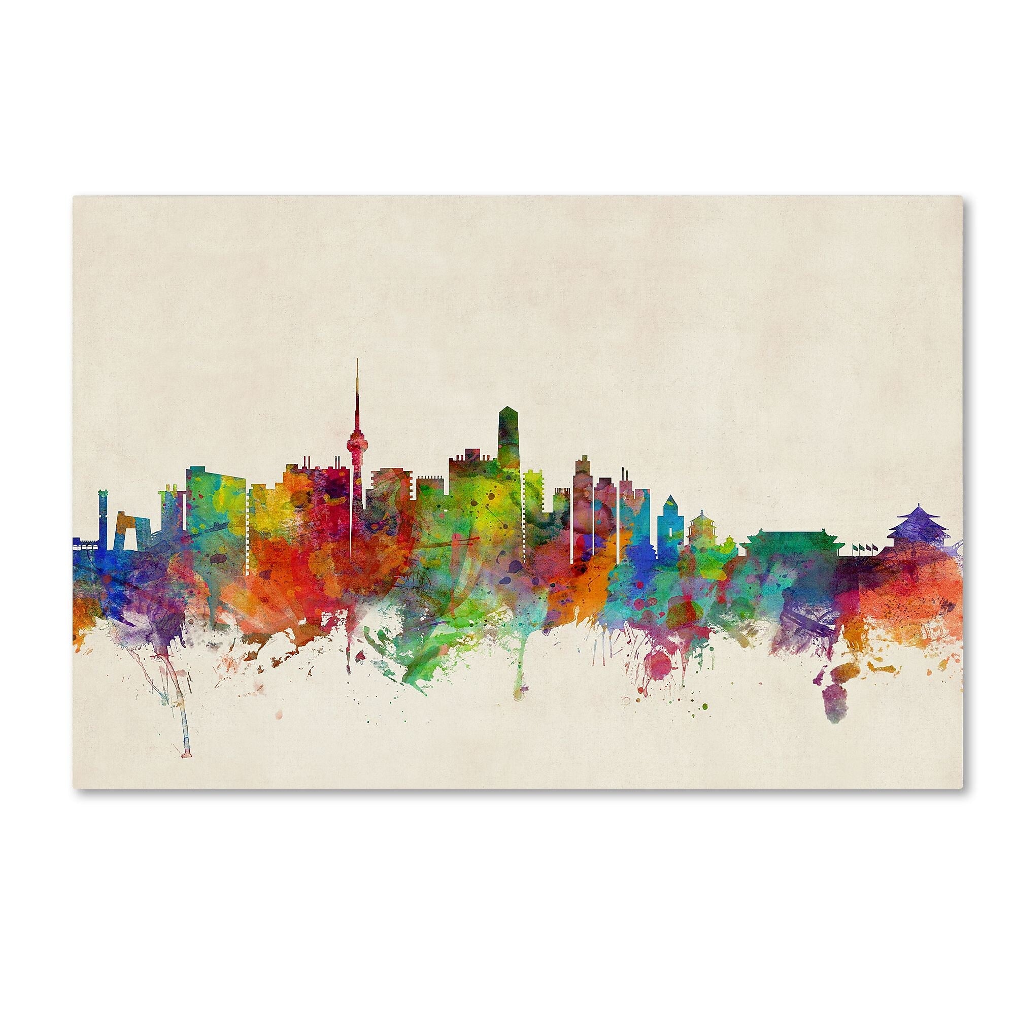 Trademark Fine Art ''Beijing China Skyline'' by Michael Tompsett 22" x 32" Canvas Art (MT0608-C2232GG)
