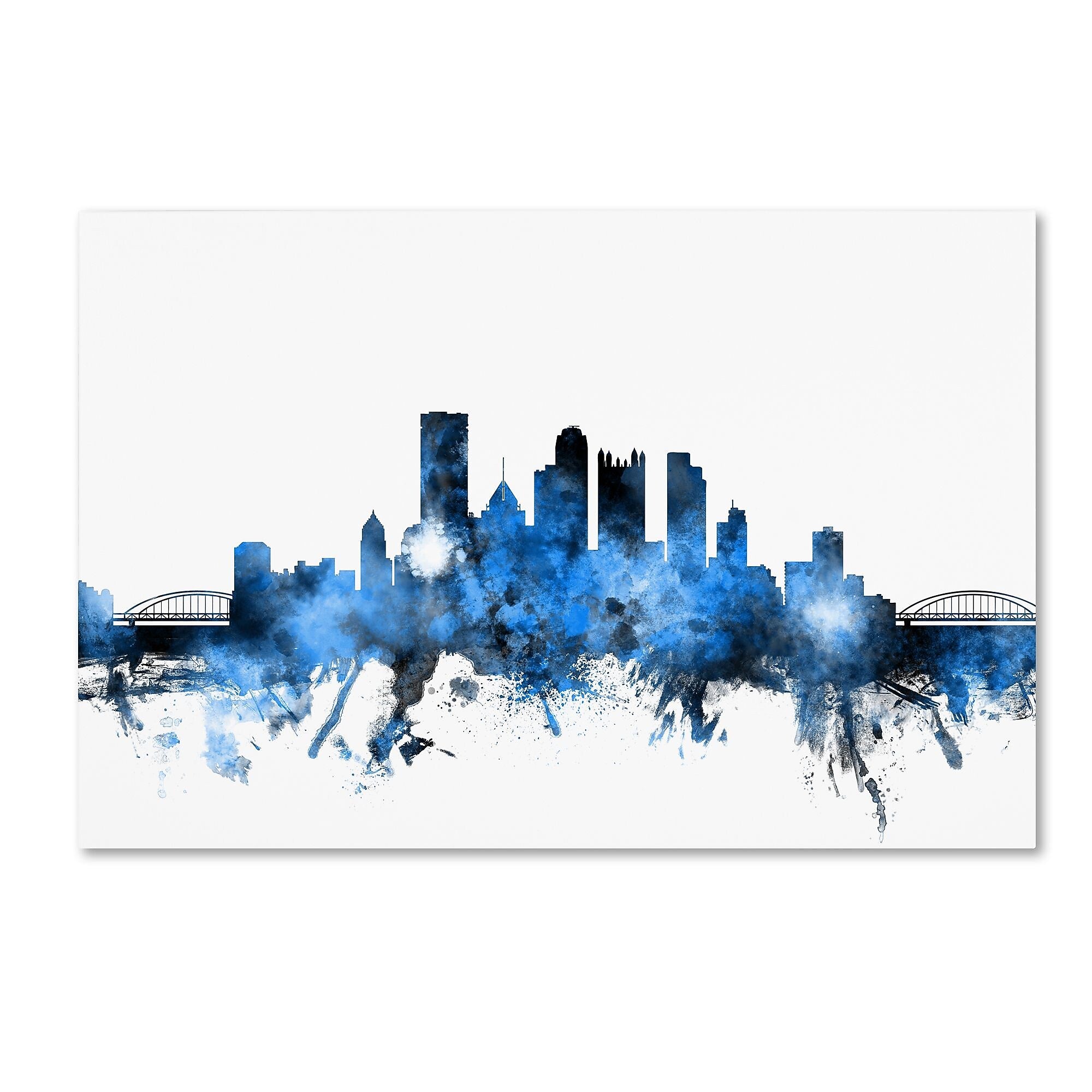 Trademark Fine Art ''Pittsburgh Pennsylvania Skyline II'' by Michael Tompsett 16" x 24" Canvas Art (MT0616-C1624GG)