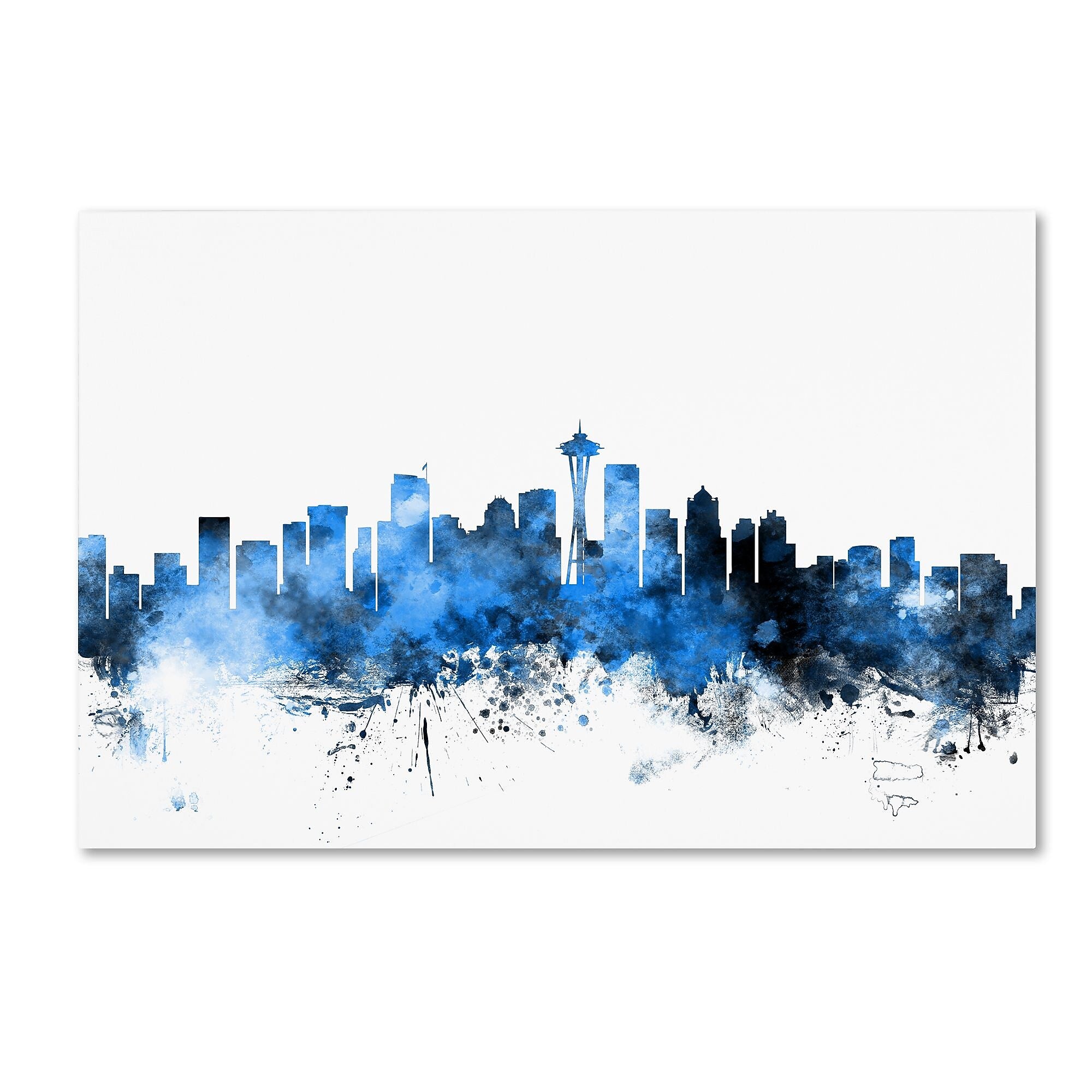 Trademark Fine Art ''Seattle Washington Skyline II'' by Michael Tompsett 16" x 24" Canvas Art (MT0617-C1624GG)