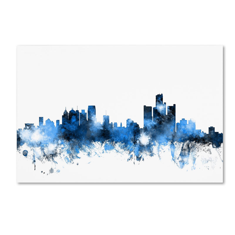 Trademark Fine Art ''Detroit Michigan Skyline II'' by Michael Tompsett 16" x 24" Canvas Art (MT0628-C1624GG)