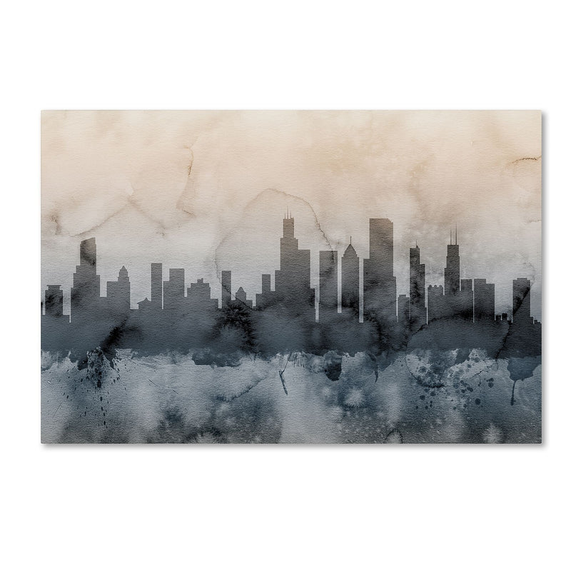 Trademark Fine Art ''Chicago Illinois Skyline V'' by Michael Tompsett 12" x 19" Canvas Art (MT0639-C1219GG)