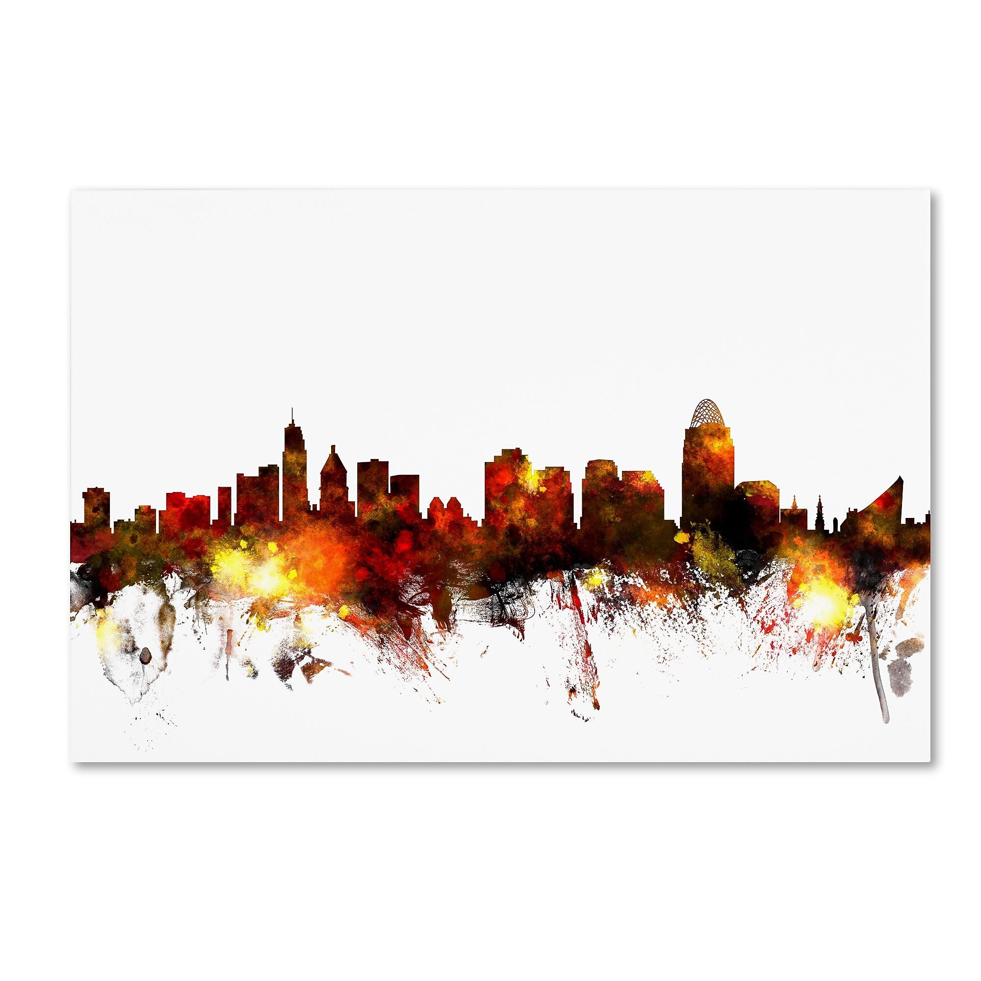 Trademark Fine Art ''Cincinnati Ohio Skyline III'' by Michael Tompsett 16" x 24" Canvas Art (MT0649-C1624GG)