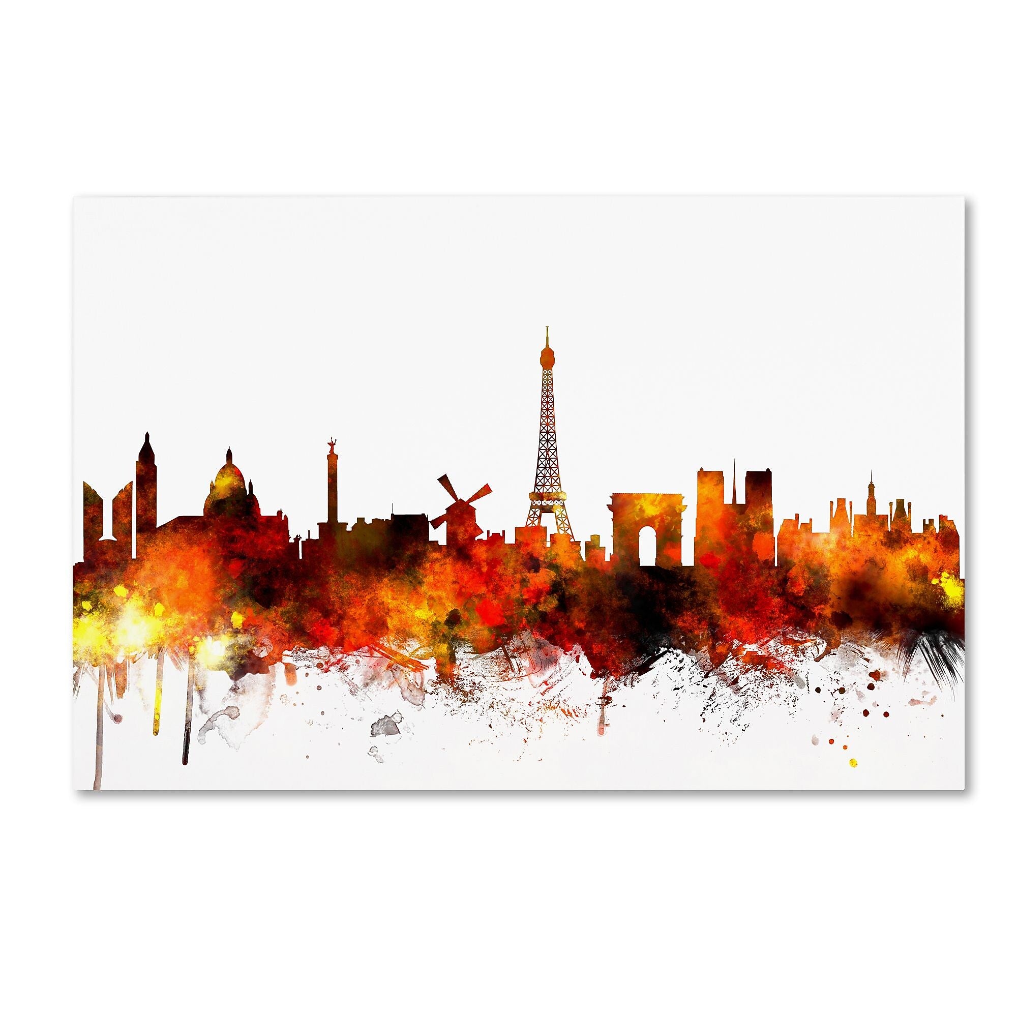 Trademark Fine Art ''Paris France Skyline II'' by Michael Tompsett 16" x 24" Canvas Art (MT0654-C1624GG)