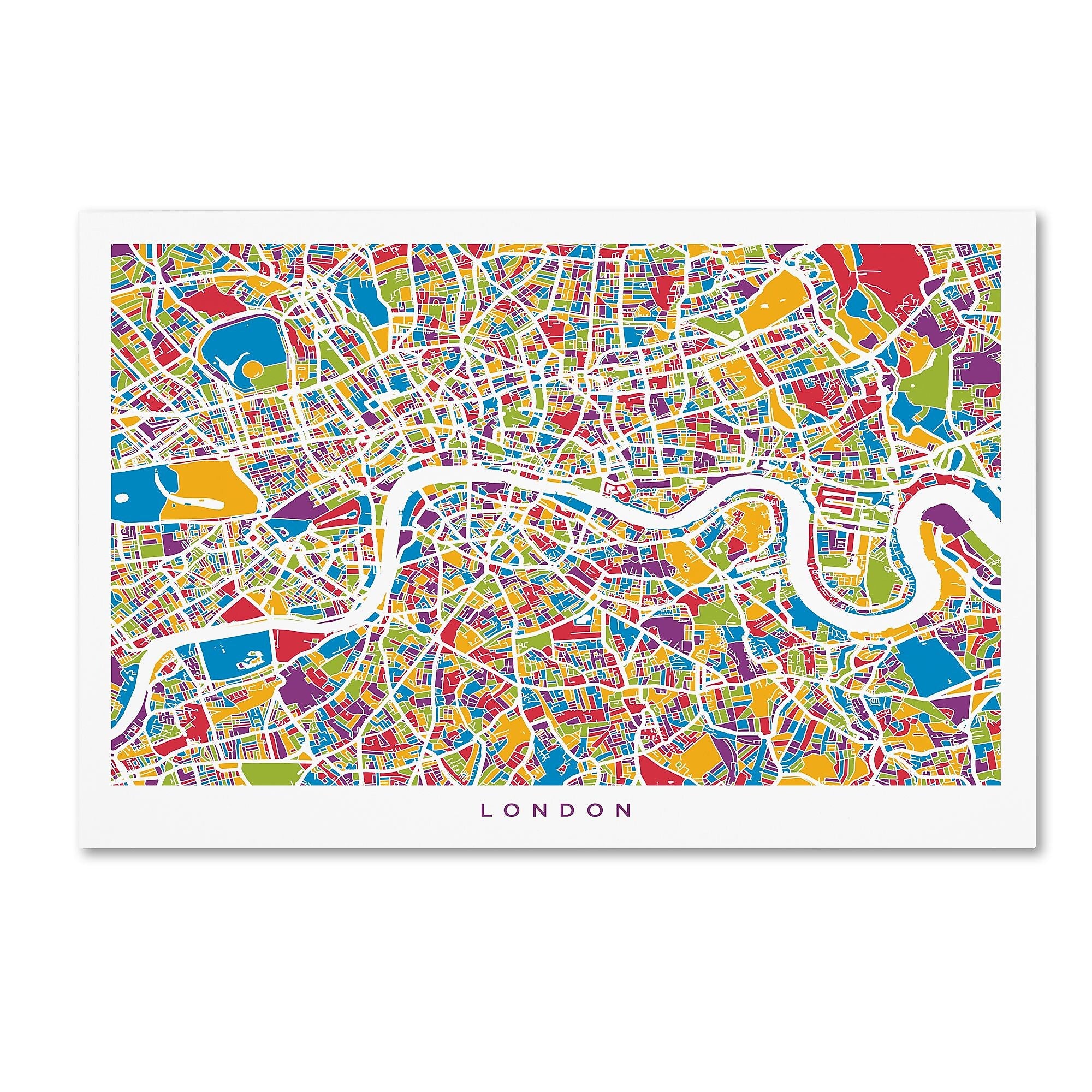 Trademark Fine Art ''London England Street Map'' by Michael Tompsett 16" x 24" Canvas Art (MT0662-C1624GG)