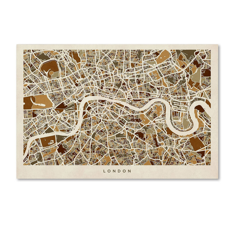 Trademark Fine Art ''London England Street Map 2'' by Michael Tompsett 16" x 24" Canvas Art (MT0663-C1624GG)