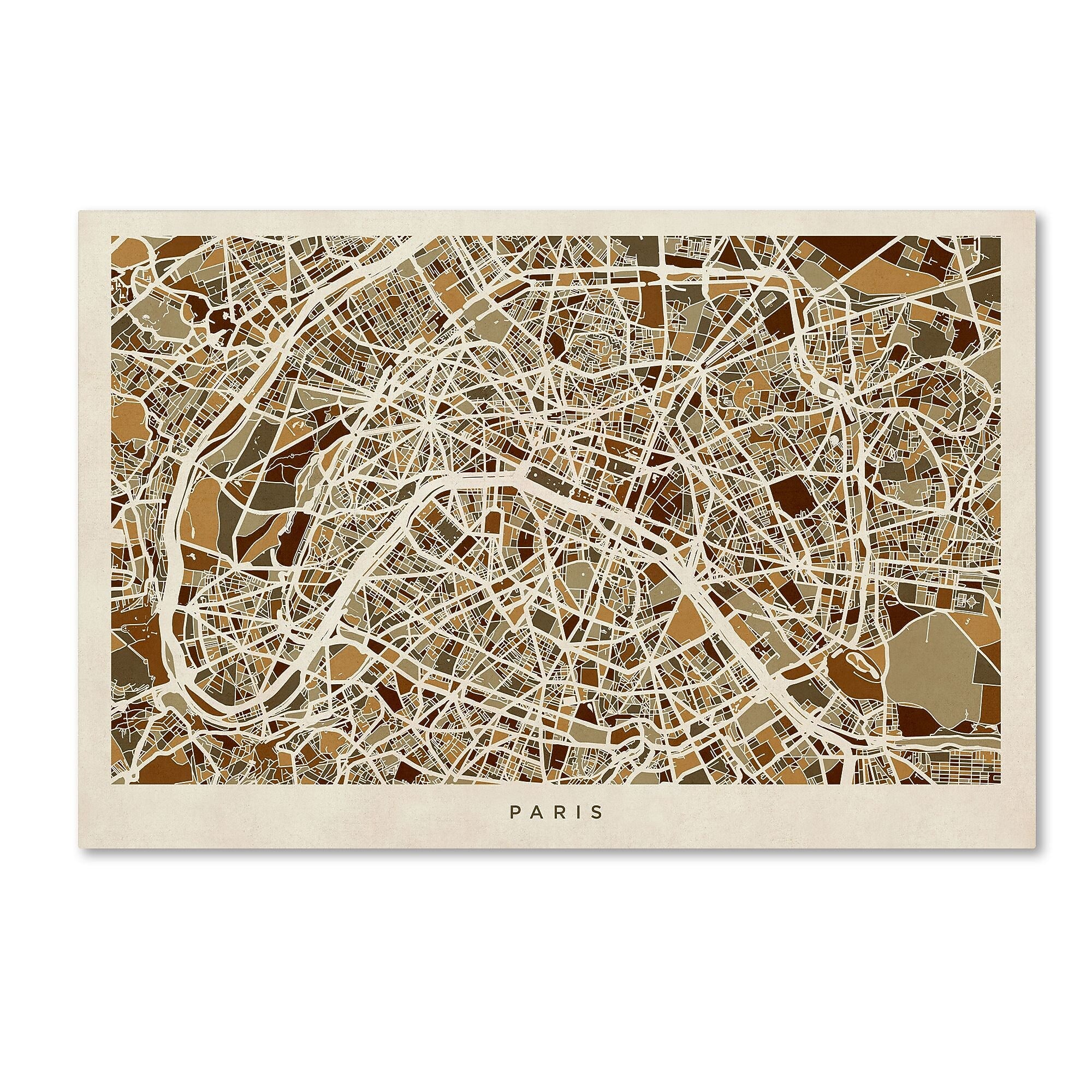 Trademark Fine Art ''Paris France Street Map'' by Michael Tompsett 16" x 24" Canvas Art (MT0664-C1624GG)