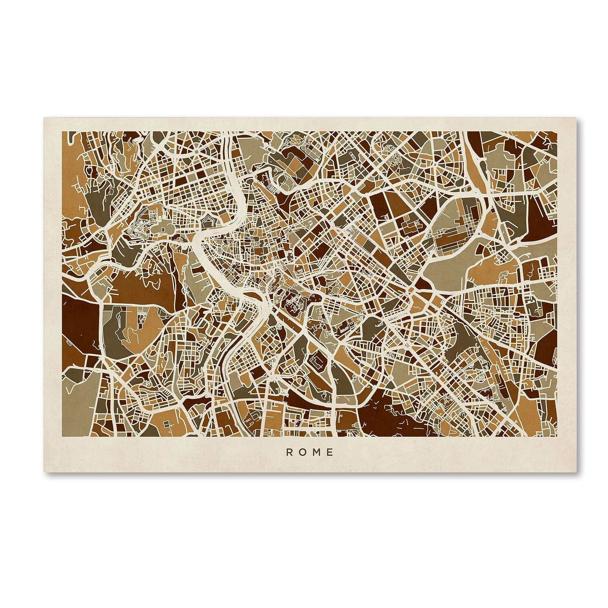 Trademark Fine Art ''Rome Italy Street Map'' by Michael Tompsett 16" x 24" Canvas Art (MT0665-C1624GG)