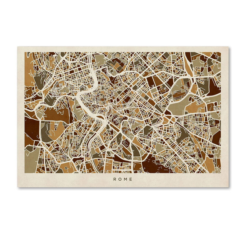 Trademark Fine Art ''Rome Italy Street Map'' by Michael Tompsett 16" x 24" Canvas Art (MT0665-C1624GG)