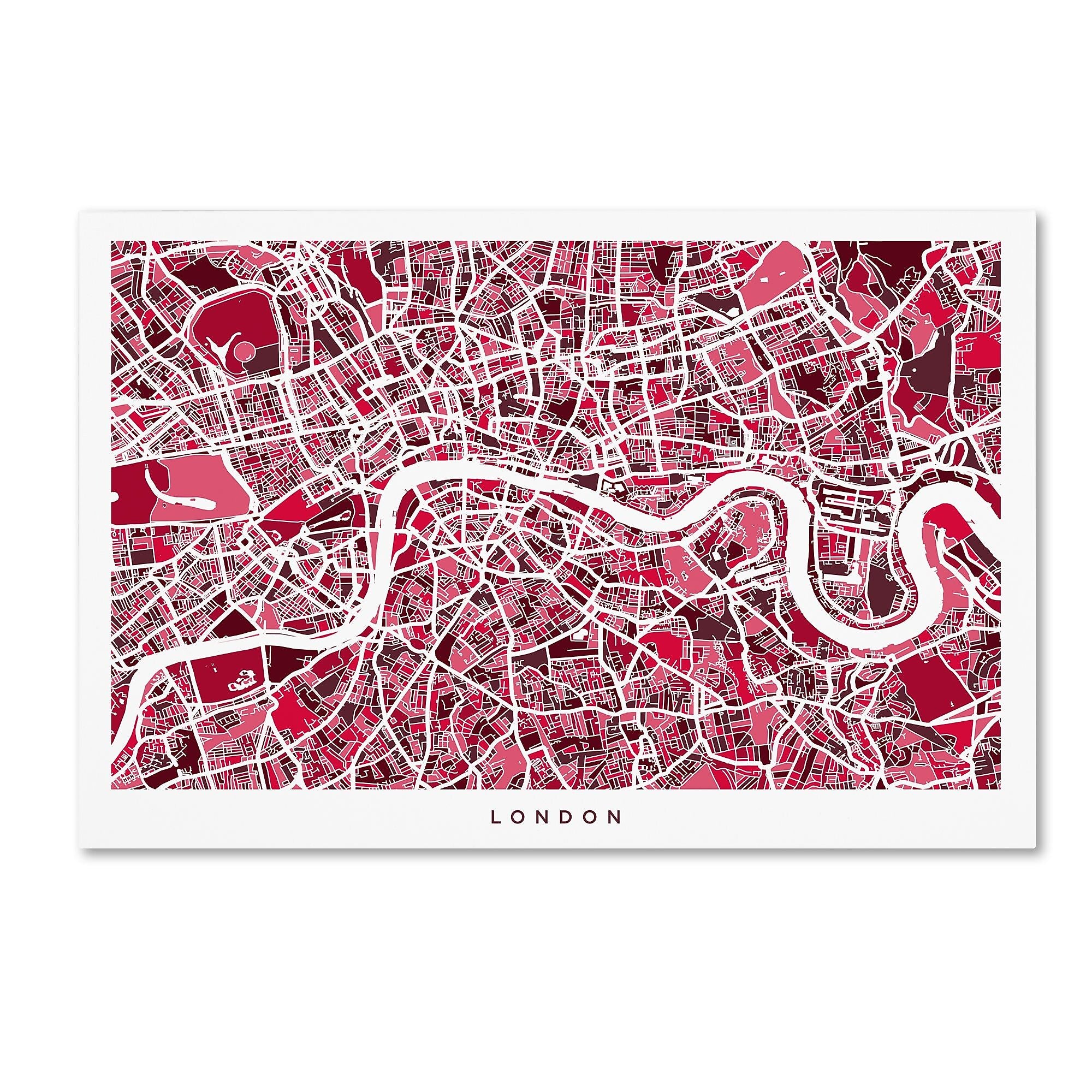 Trademark Fine Art ''London England Street Map 4'' by Michael Tompsett 16" x 24" Canvas Art (MT0669-C1624GG)
