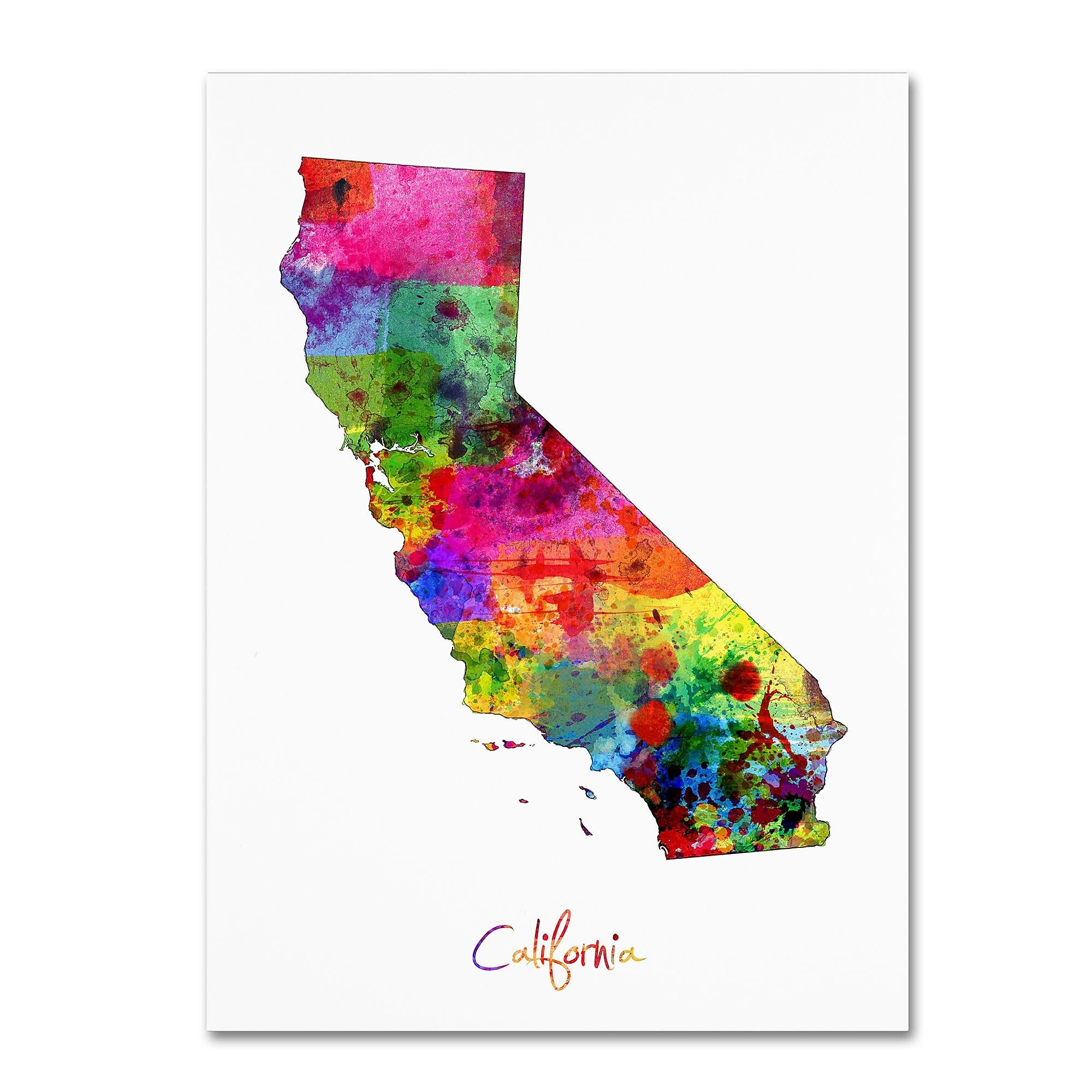 Trademark Fine Art ''California Map'' by Michael Tompsett 35" x 47" Canvas Art (MT0674-C3547GG)