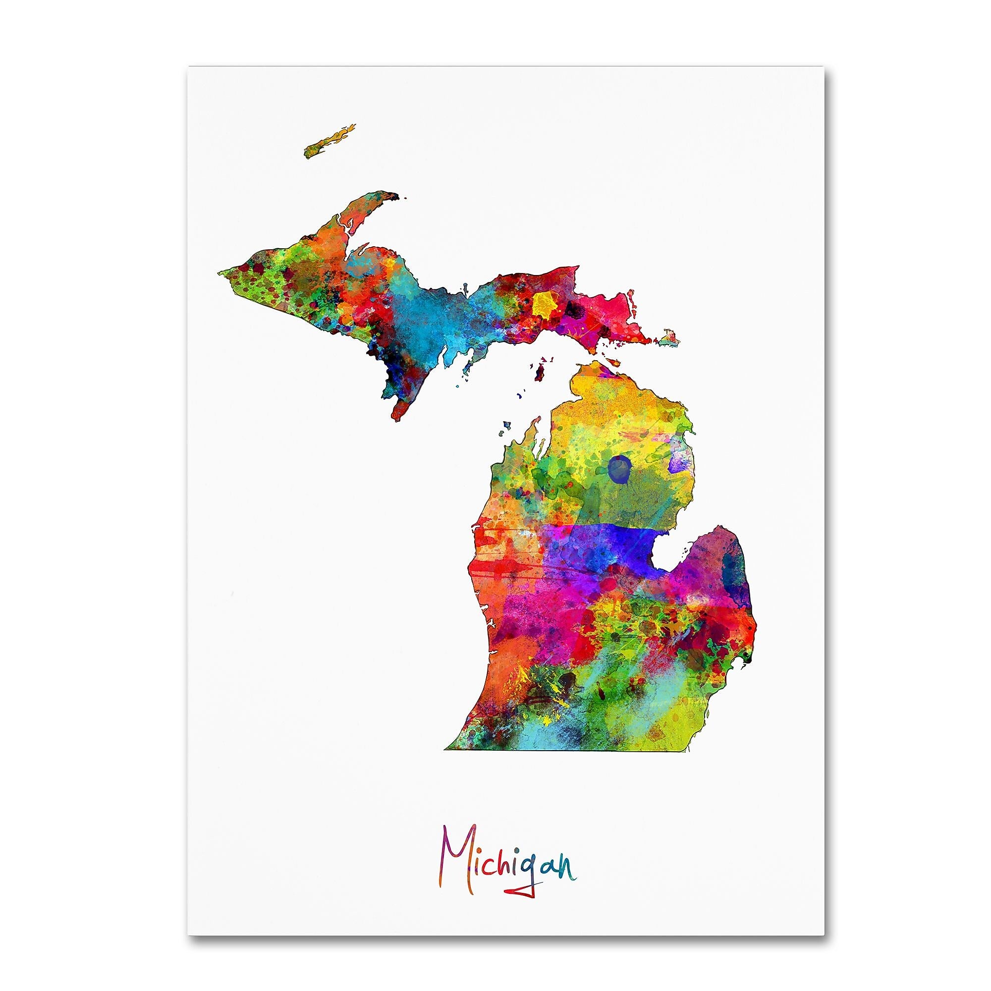 Trademark Fine Art ''Michigan Map'' by Michael Tompsett 35" x 47" Canvas Art (MT0675-C3547GG)