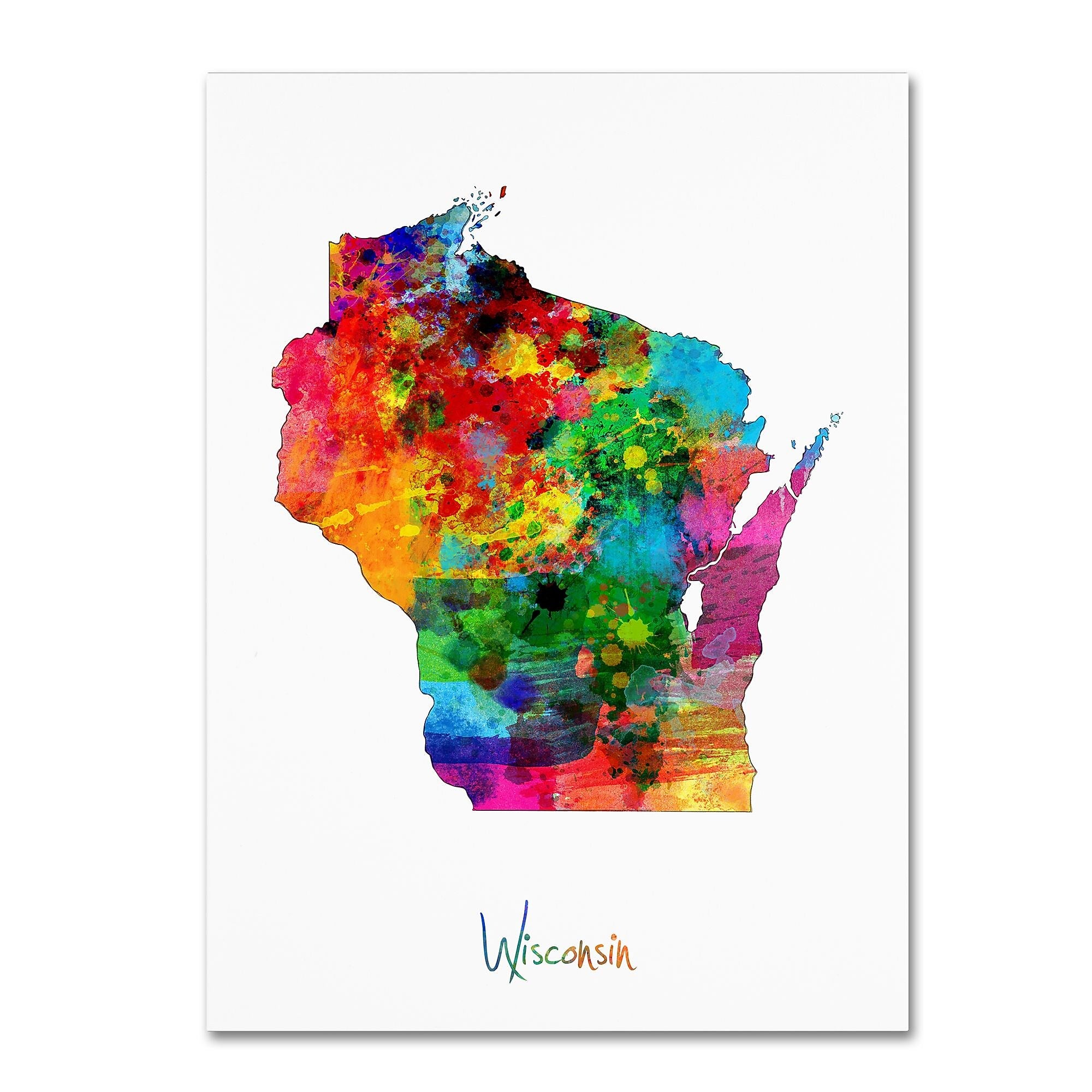Trademark Fine Art ''Wisconsin Map'' by Michael Tompsett 35" x 47" Canvas Art (MT0677-C3547GG)