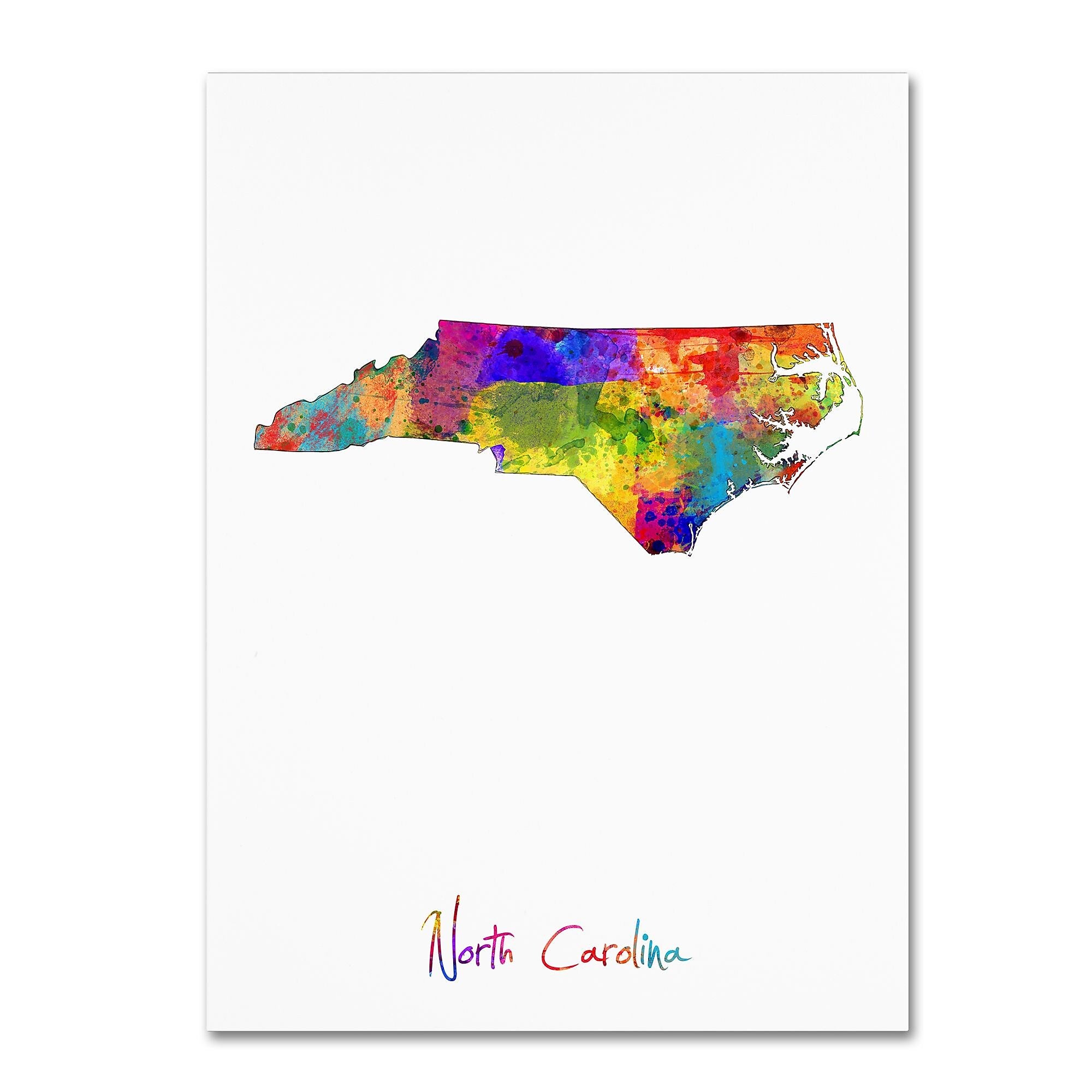 Trademark Fine Art ''North Carolina Map'' by Michael Tompsett 35" x 47" Canvas Art (MT0679-C3547GG)