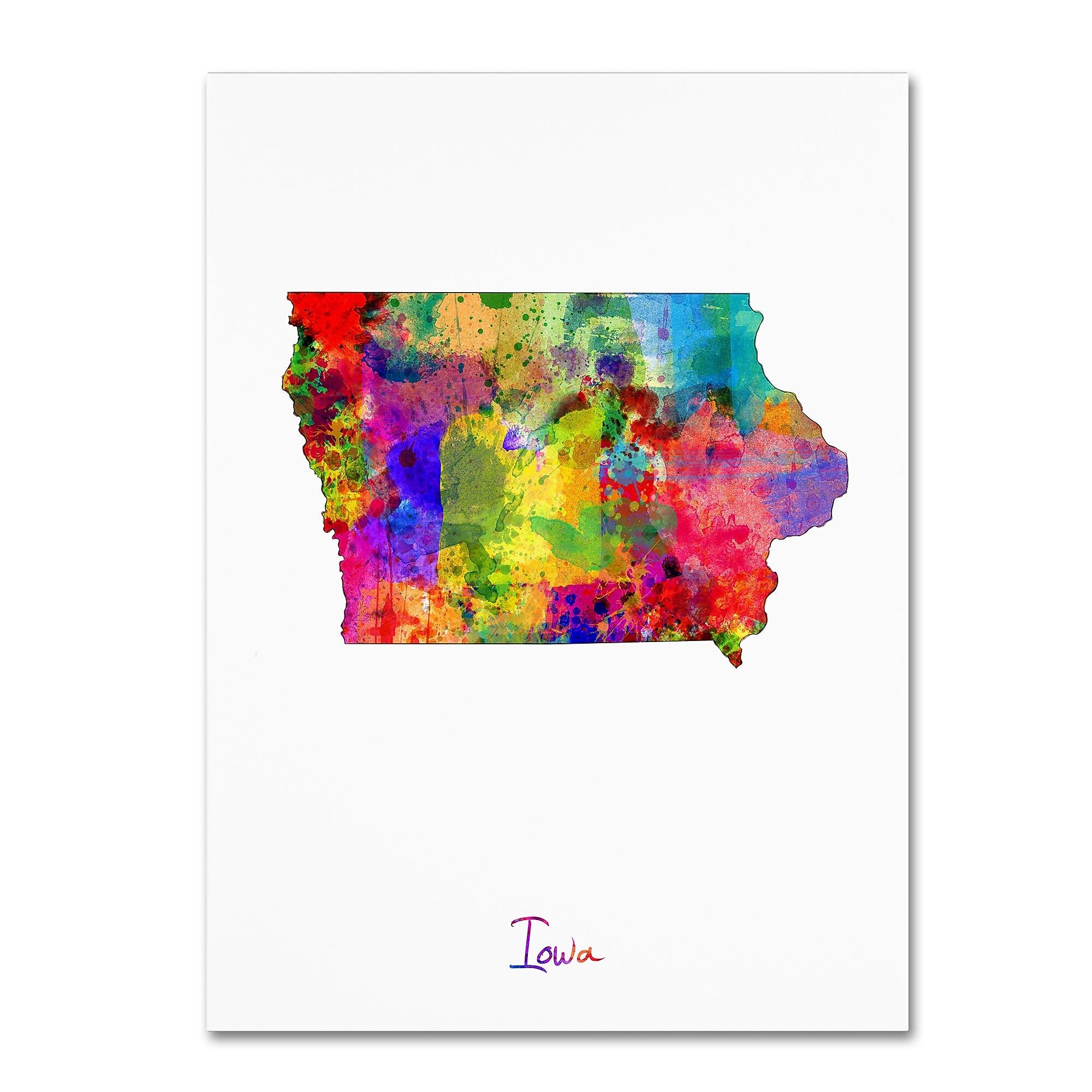 Trademark Fine Art ''Iowa Map'' by Michael Tompsett 35" x 47" Canvas Art (MT0684-C3547GG)
