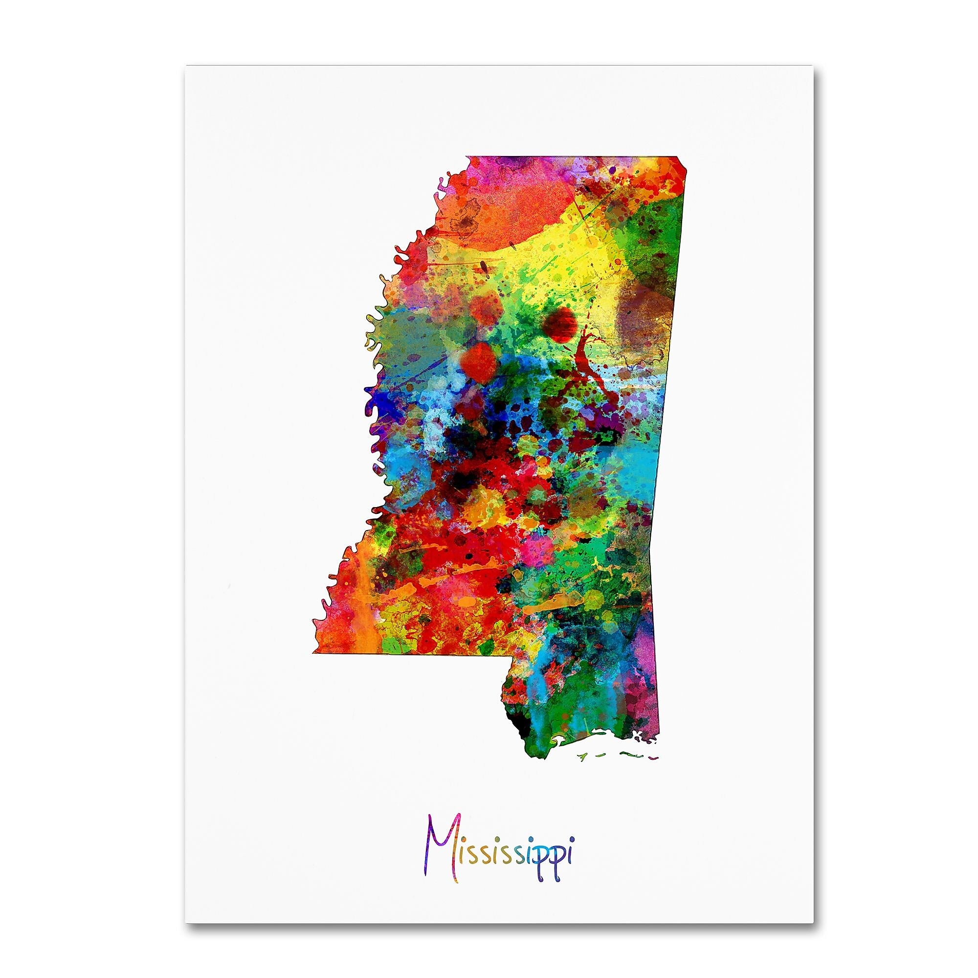 Trademark Fine Art ''Mississippi Map'' by Michael Tompsett 35" x 47" Canvas Art (MT0685-C3547GG)