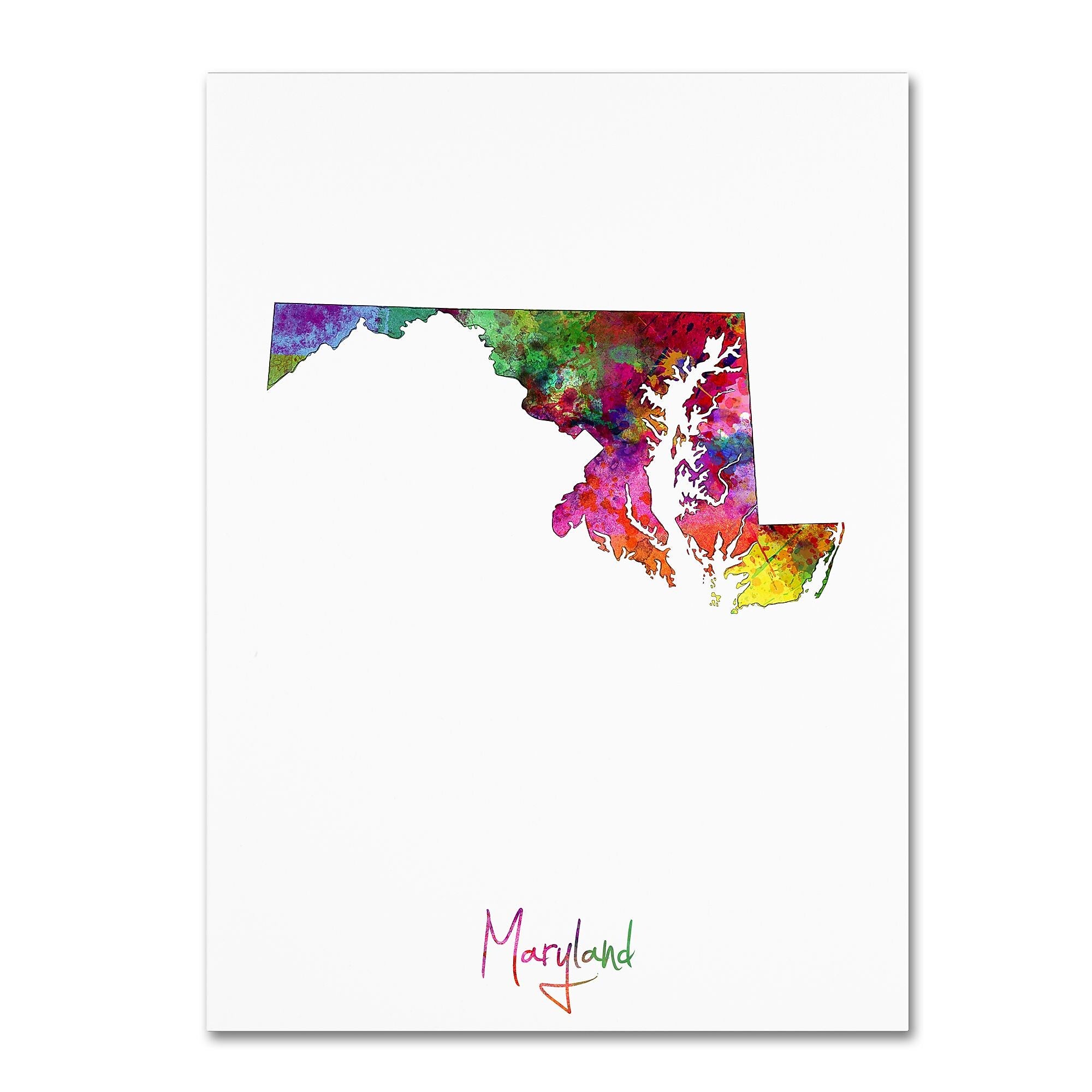 Trademark Fine Art ''Maryland Map'' by Michael Tompsett 35" x 47" Canvas Art (MT0689-C3547GG)