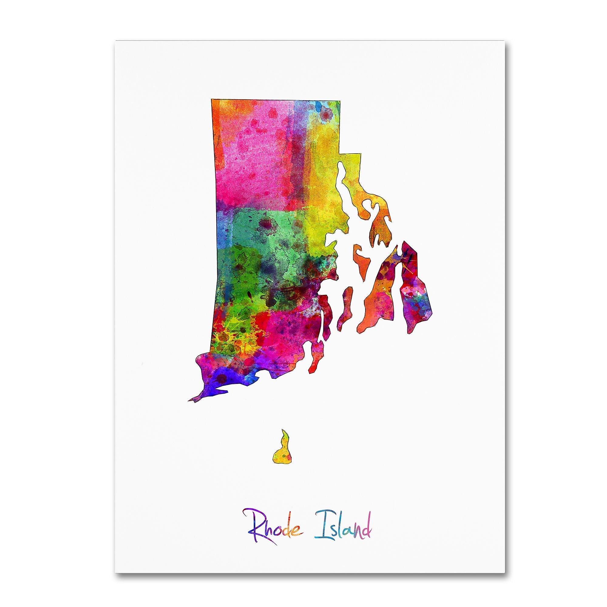 Trademark Fine Art ''Rhode Island Map'' by Michael Tompsett 35" x 47" Canvas Art (MT0690-C3547GG)