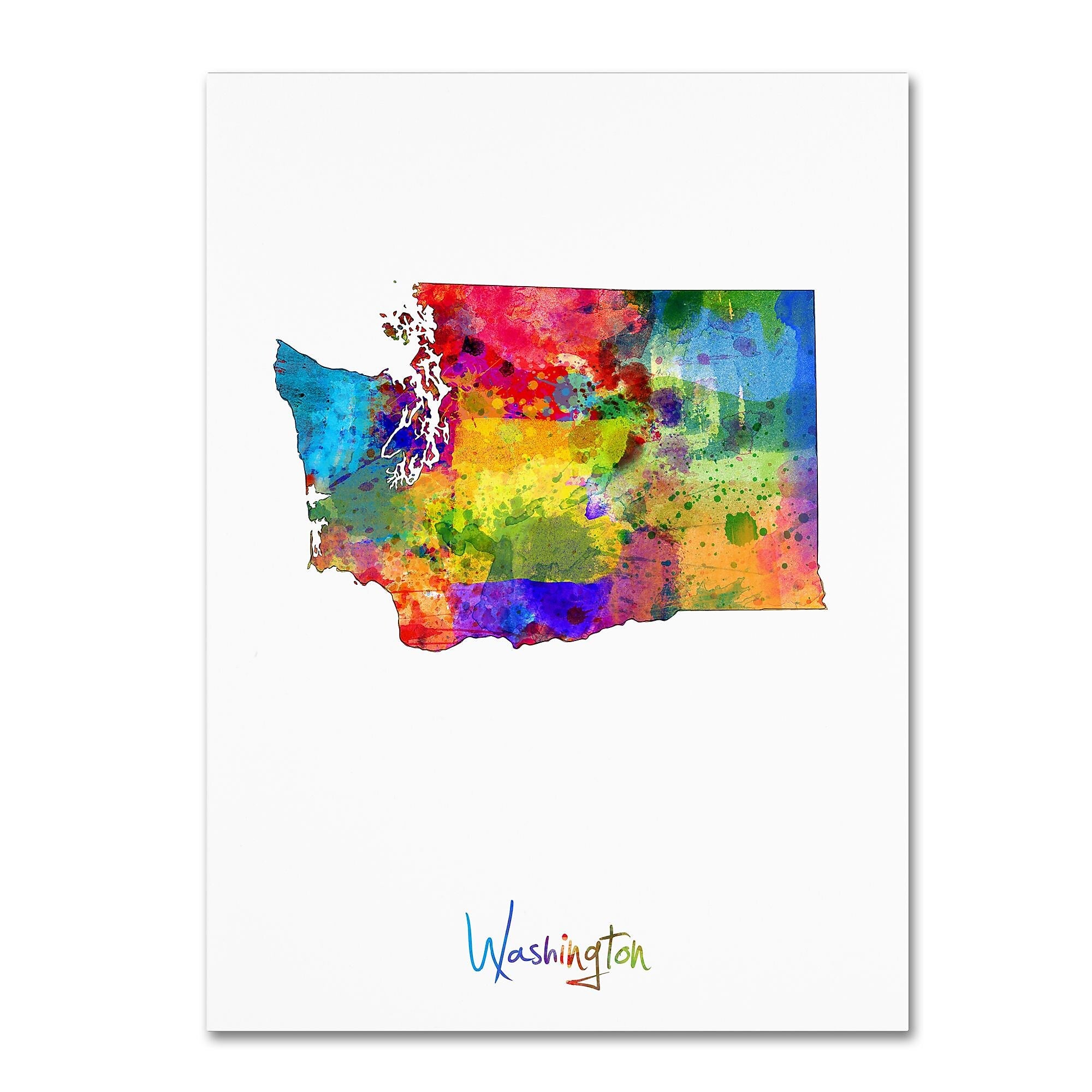 Trademark Fine Art ''Washington Map'' by Michael Tompsett 35" x 47" Canvas Art (MT0692-C3547GG)