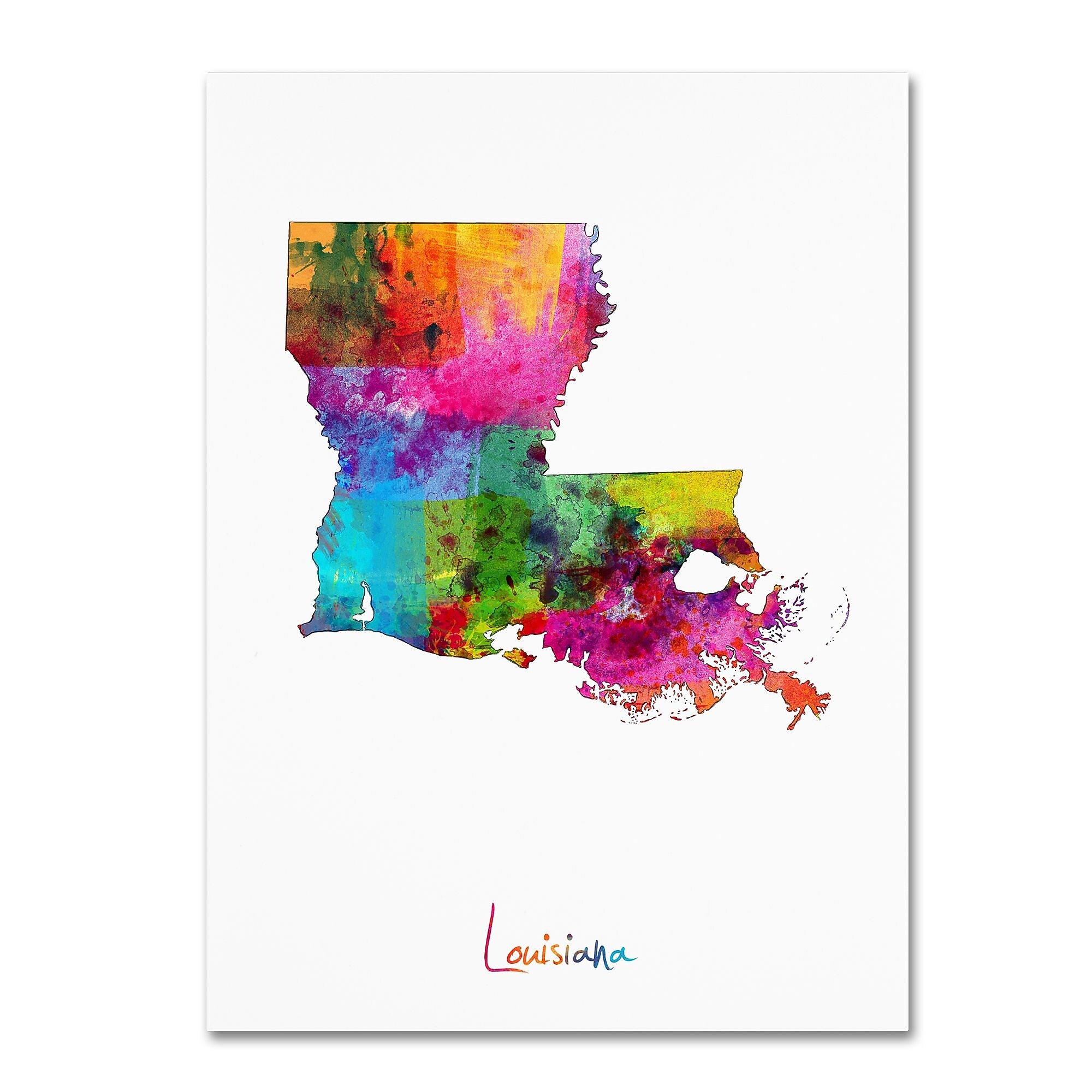 Trademark Fine Art ''Louisiana Map'' by Michael Tompsett 35" x 47" Canvas Art (MT0693-C3547GG)
