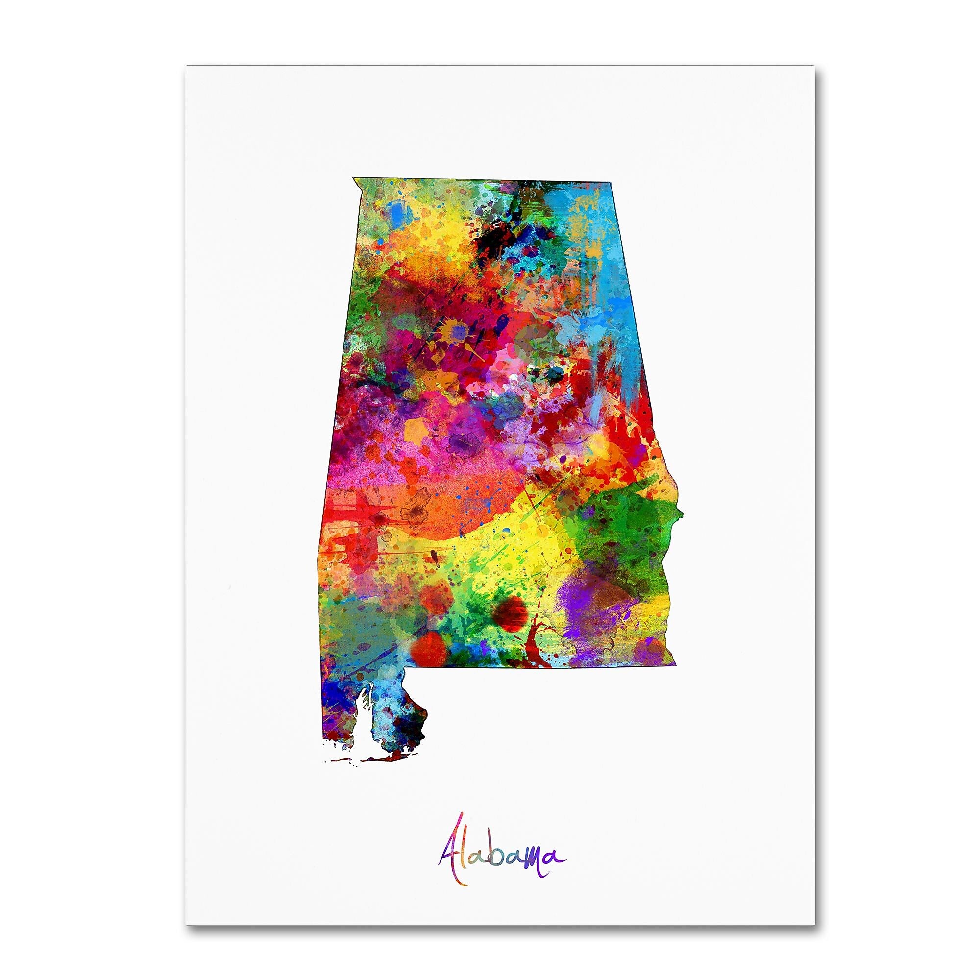 Trademark Fine Art ''Alabama Map'' by Michael Tompsett 35" x 47" Canvas Art (MT0699-C3547GG)