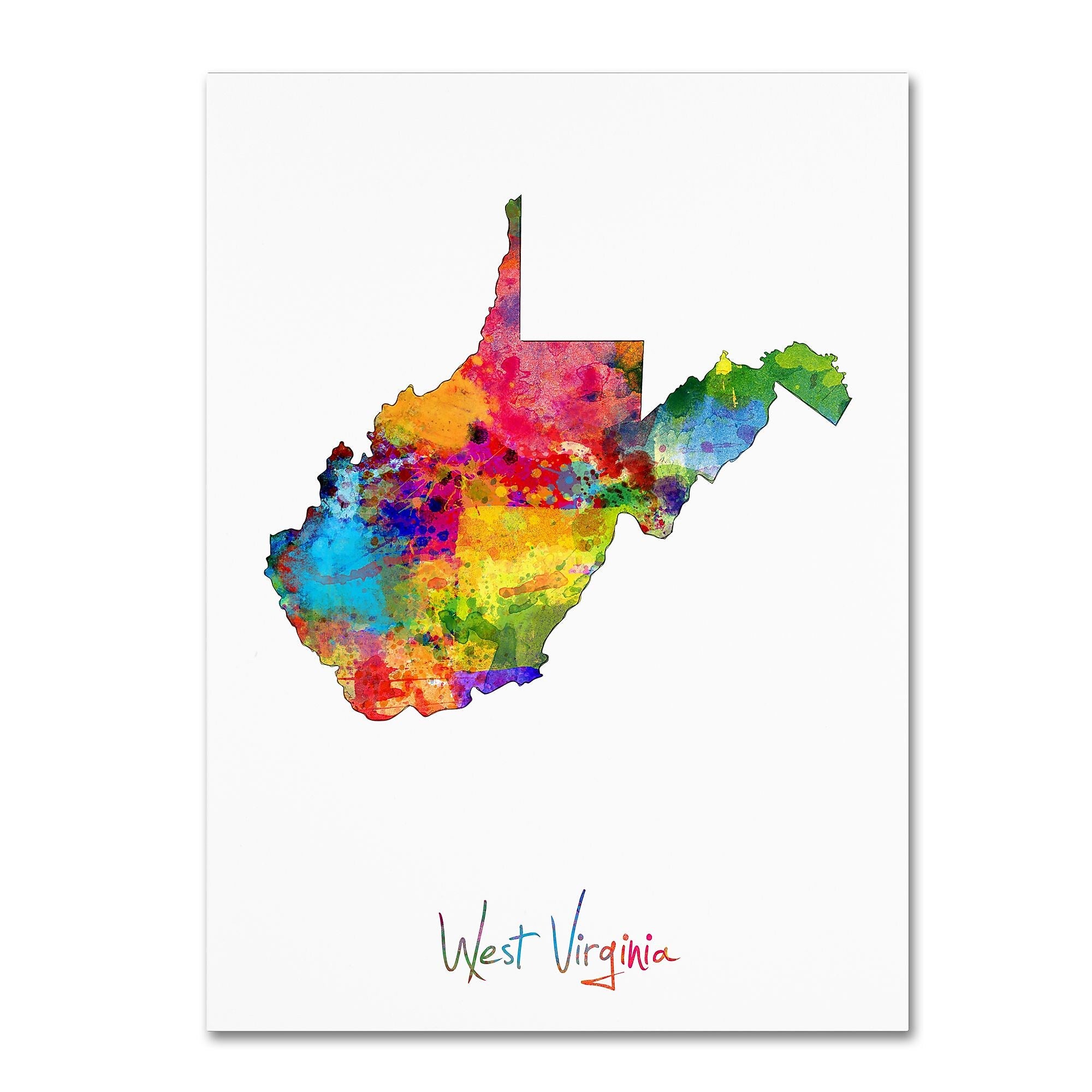 Trademark Fine Art ''West Virginia Map'' by Michael Tompsett 35" x 47" Canvas Art (MT0700-C3547GG)