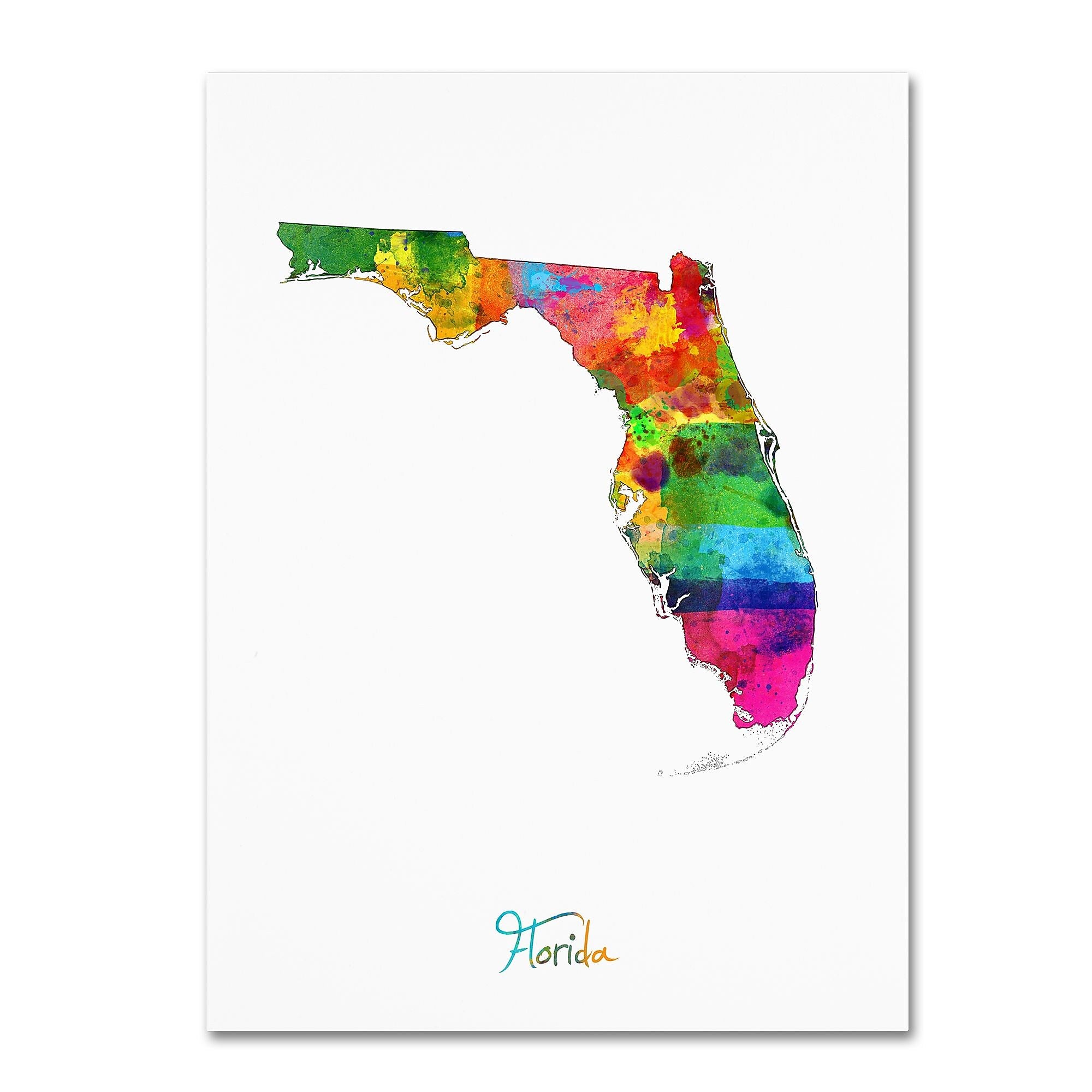 Trademark Fine Art ''Florida Map'' by Michael Tompsett 35" x 47" Canvas Art (MT0702-C3547GG)