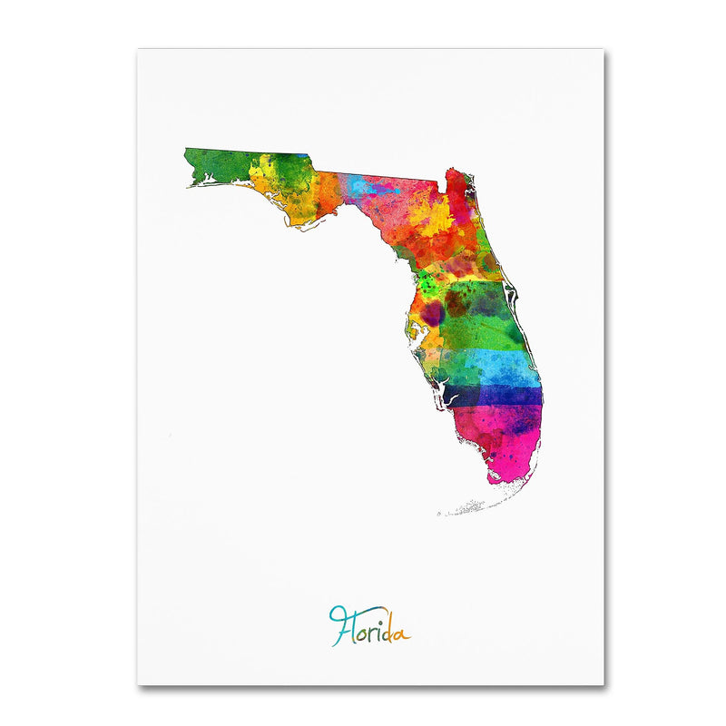 Trademark Fine Art ''Florida Map'' by Michael Tompsett 35" x 47" Canvas Art (MT0702-C3547GG)