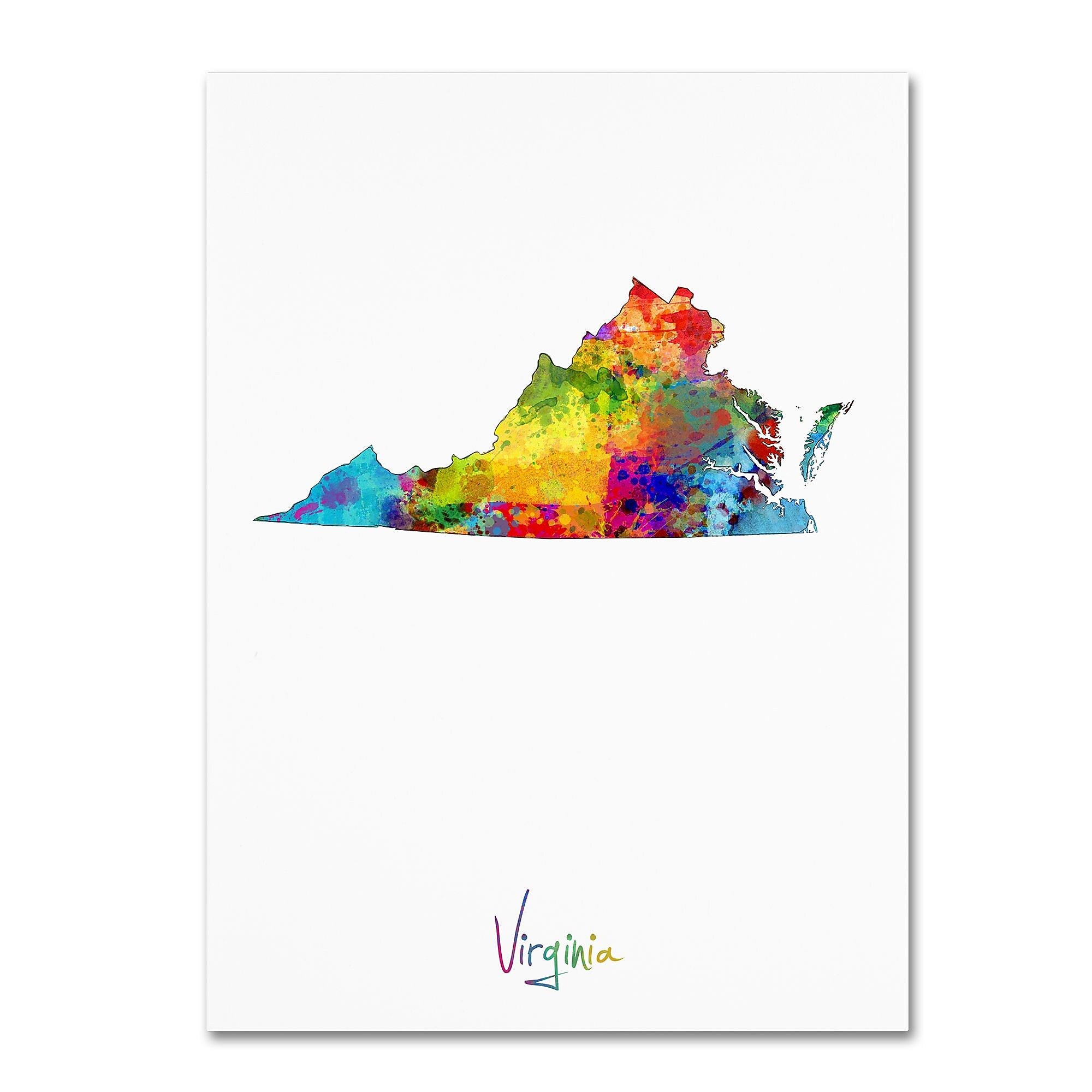Trademark Fine Art ''Virginia Map'' by Michael Tompsett 35" x 47" Canvas Art (MT0703-C3547GG)