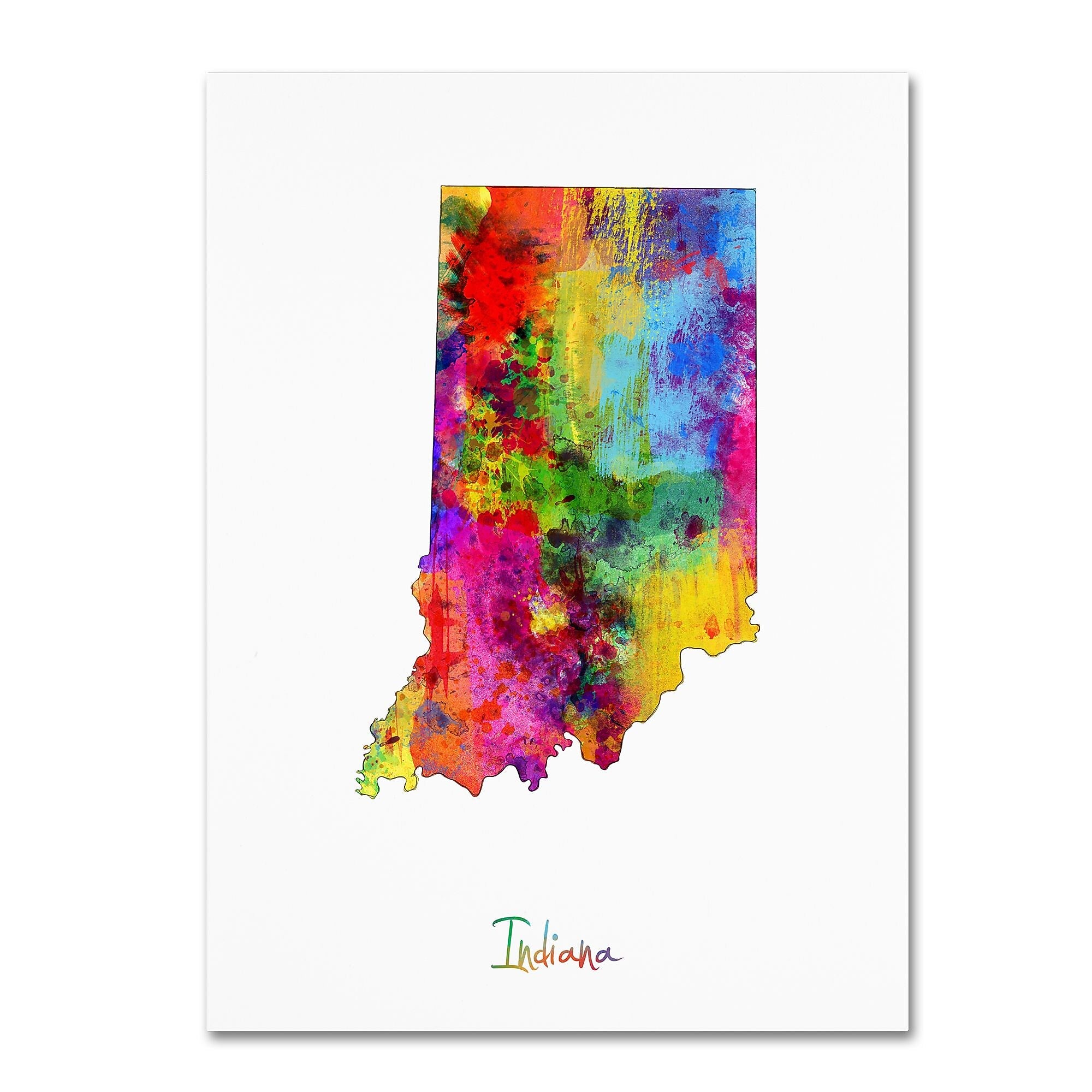 Trademark Fine Art ''Indiana Map'' by Michael Tompsett 35" x 47" Canvas Art (MT0708-C3547GG)