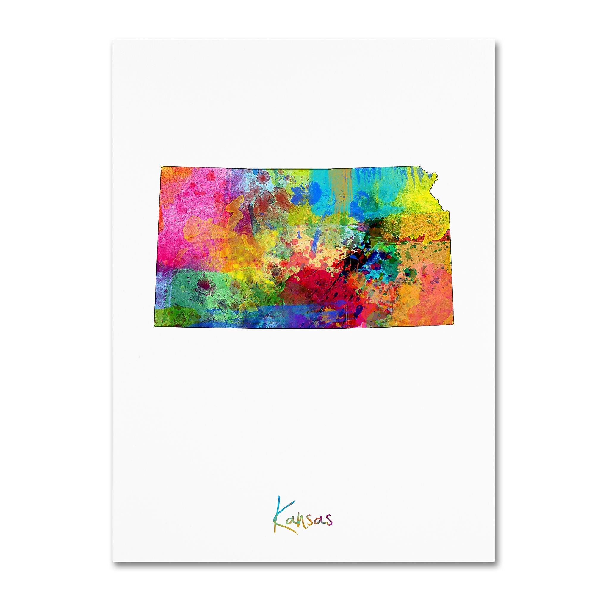 Trademark Fine Art ''Kansas Map'' by Michael Tompsett 35" x 47" Canvas Art (MT0712-C3547GG)
