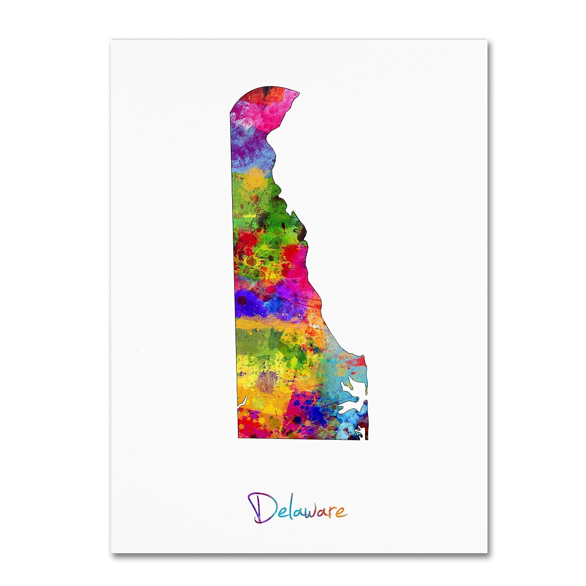 Trademark Fine Art ''Delaware Map'' by Michael Tompsett 35" x 47" Canvas Art (MT0714-C3547GG)