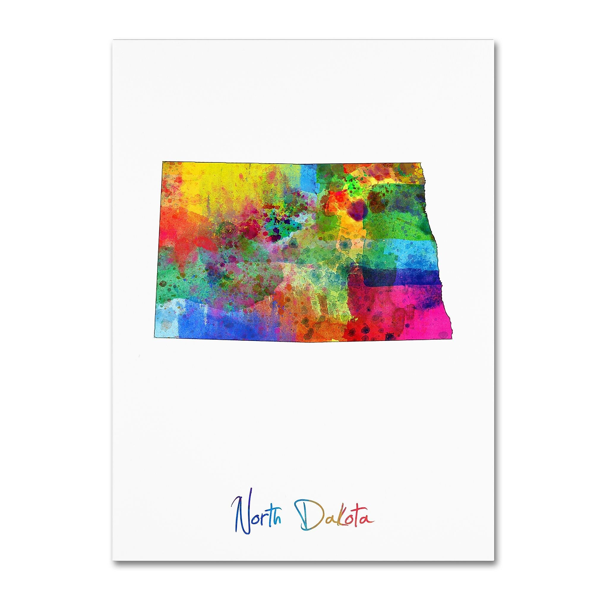 Trademark Fine Art ''North Dakota Map'' by Michael Tompsett 35" x 47" Canvas Art (MT0720-C3547GG)