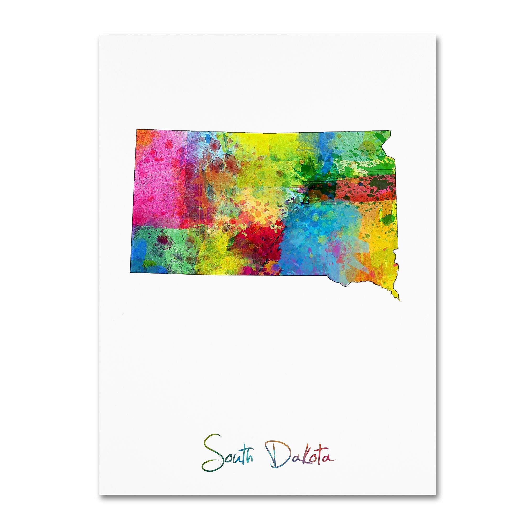 Trademark Fine Art ''South Dakota Map'' by Michael Tompsett 35" x 47" Canvas Art (MT0722-C3547GG)