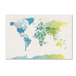 Trademark Fine Art ''Watercolour Political Map of the World 2'' by Michael Tompsett 30" x 47" Canvas Art (MT0726-C3047GG)