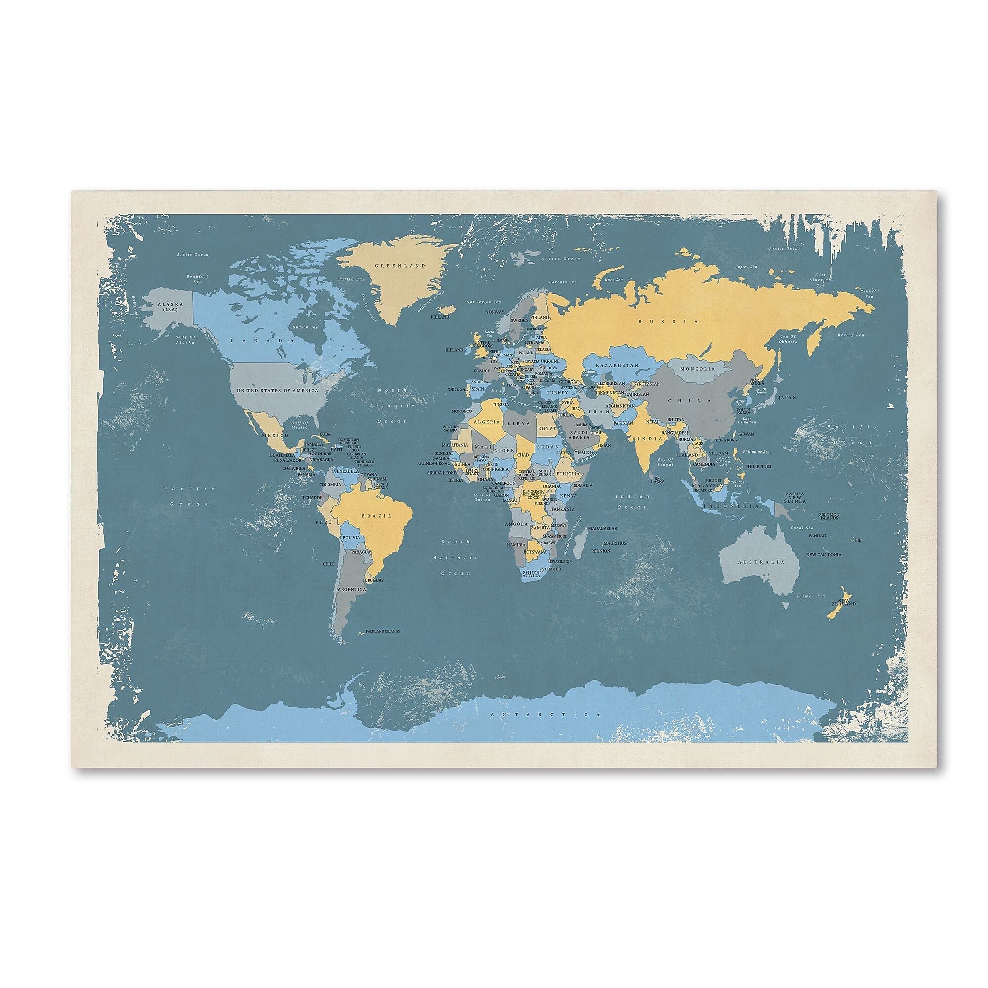 Trademark Fine Art ''Retro Political Map of the World'' by Michael Tompsett 30" x 47" Canvas Art (MT0727-C3047GG)