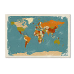 Trademark Fine Art ''Retro Political Map of the World 3'' by Michael Tompsett 30" x 47" Canvas Art (MT0729-C3047GG)