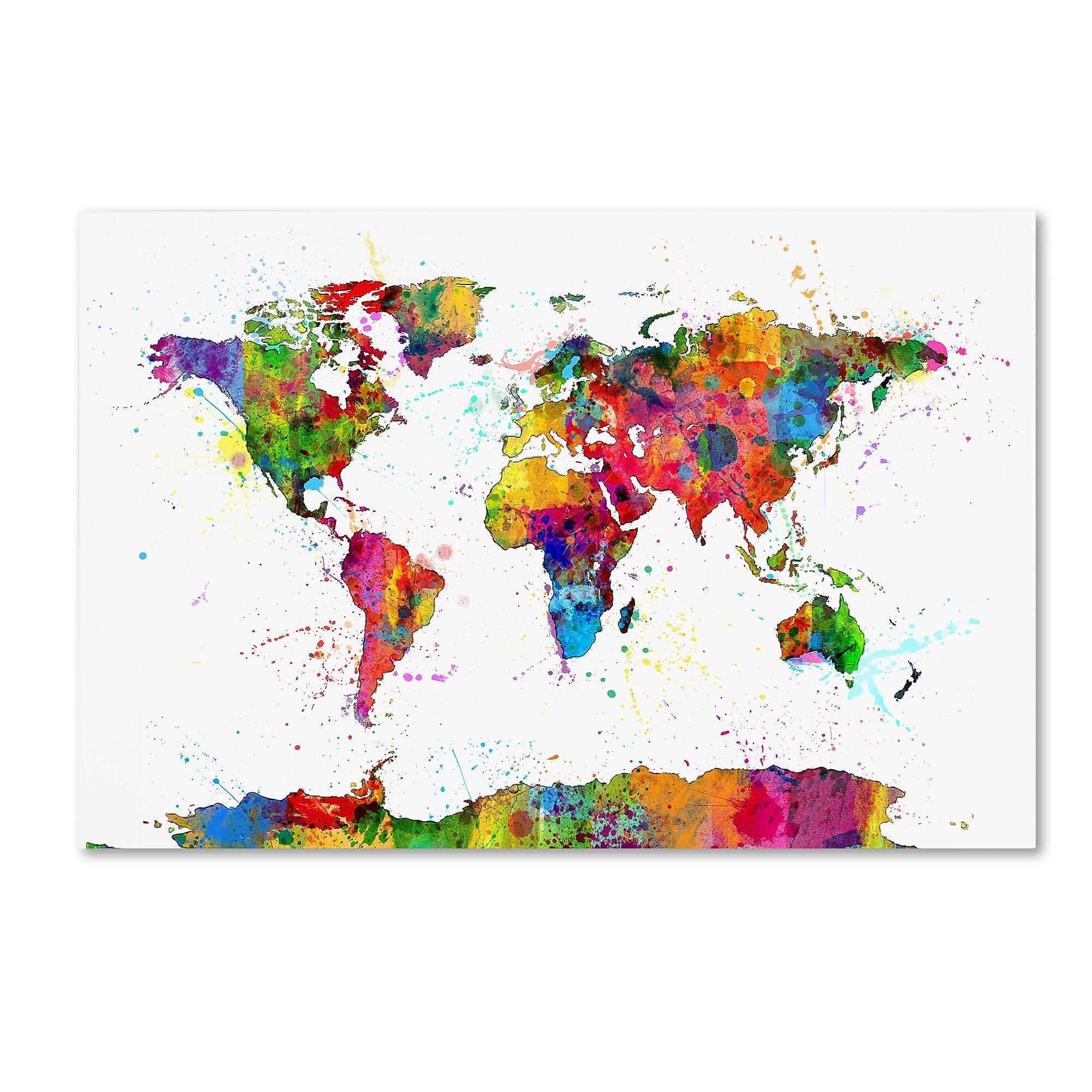 Trademark Fine Art ''Map of the World Watercolor'' by Michael Tompsett 30" x 47" Canvas Art (MT0732-C3047GG)